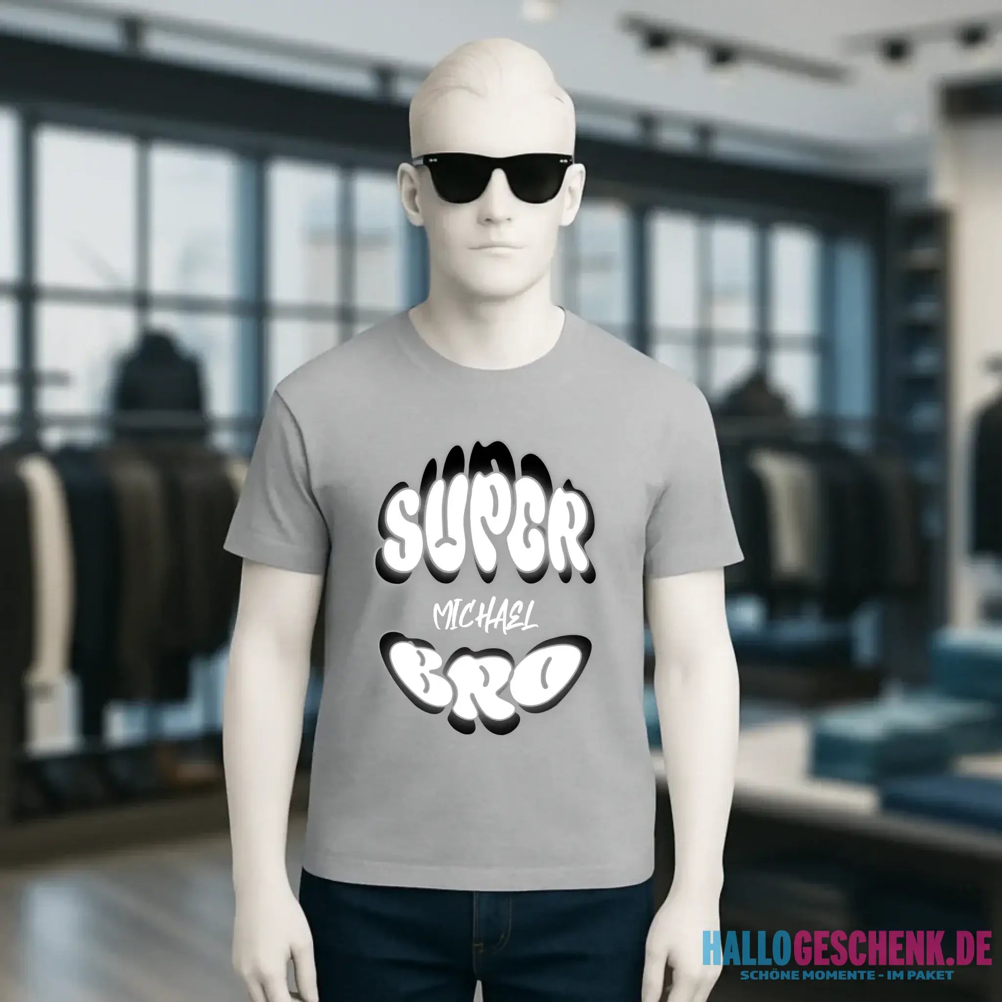 SUPER BRO + Name • personalisierter Text • Unisex Premium T-Shirt XS-5XL aus Bio-Baumwolle für Damen & Herren • Exklusivdesign • personalisiert