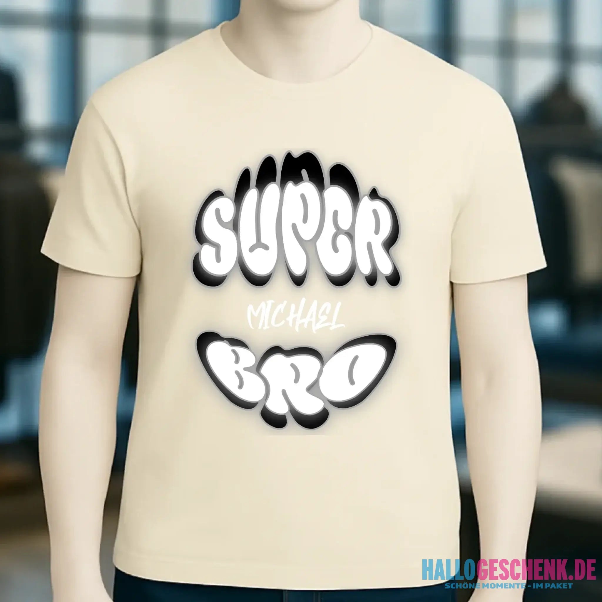 SUPER BRO + Name • personalisierter Text • Unisex Premium T-Shirt XS-5XL aus Bio-Baumwolle für Damen & Herren • Exklusivdesign • personalisiert