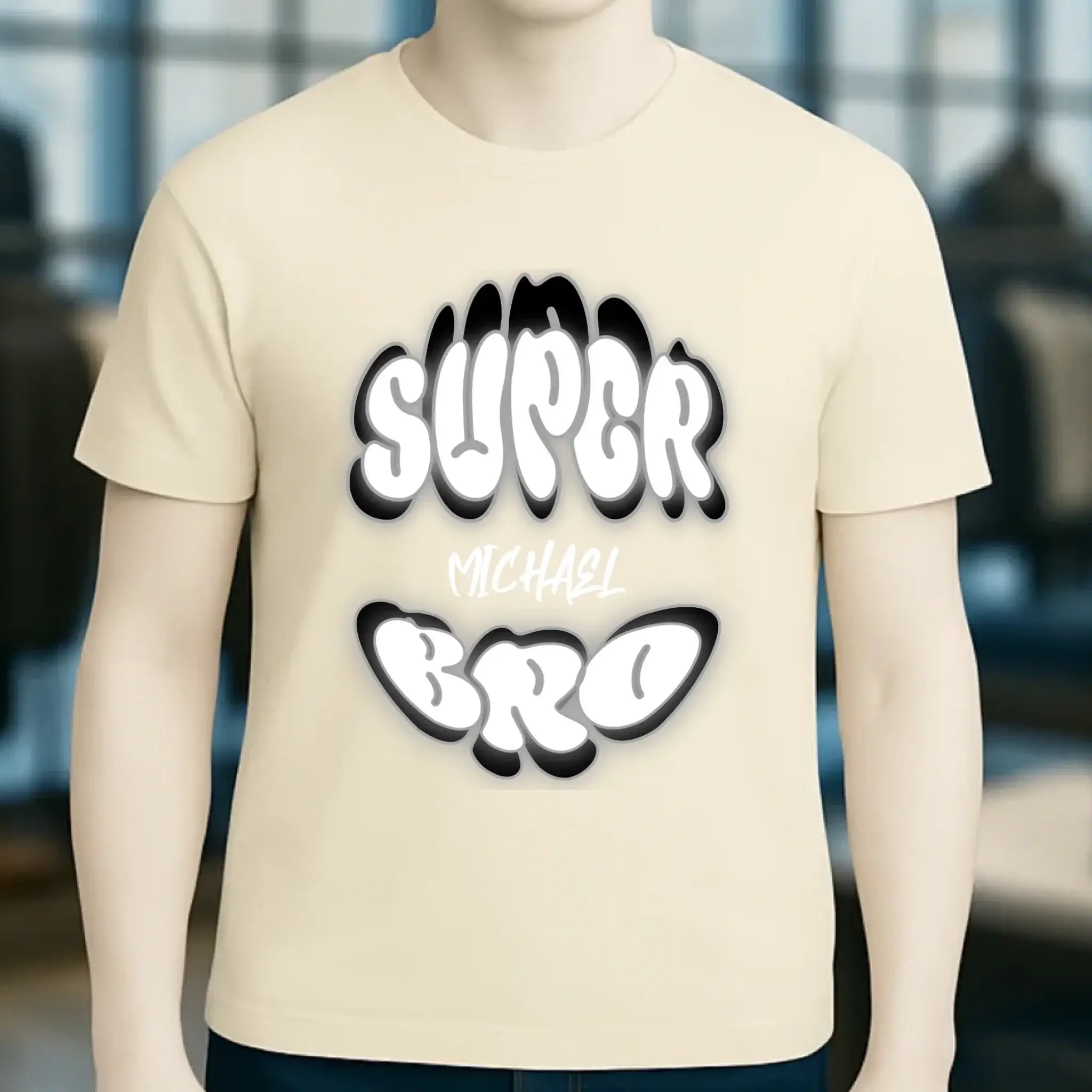 SUPER BRO + Name • personalisierter Text • Unisex Premium T-Shirt XS-5XL aus Bio-Baumwolle für Damen & Herren • Exklusivdesign • personalisiert