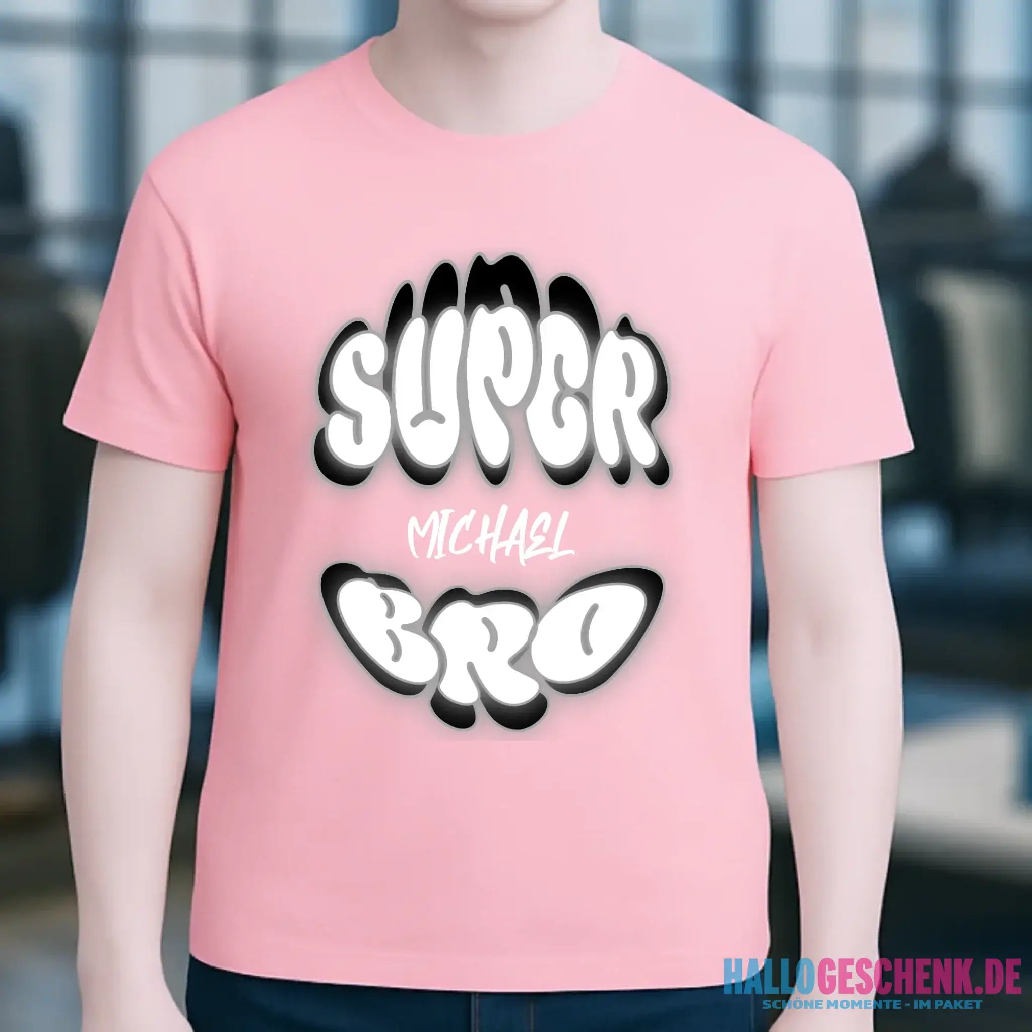 SUPER BRO + Name • personalisierter Text • Unisex Premium T-Shirt XS-5XL aus Bio-Baumwolle für Damen & Herren • Exklusivdesign • personalisiert