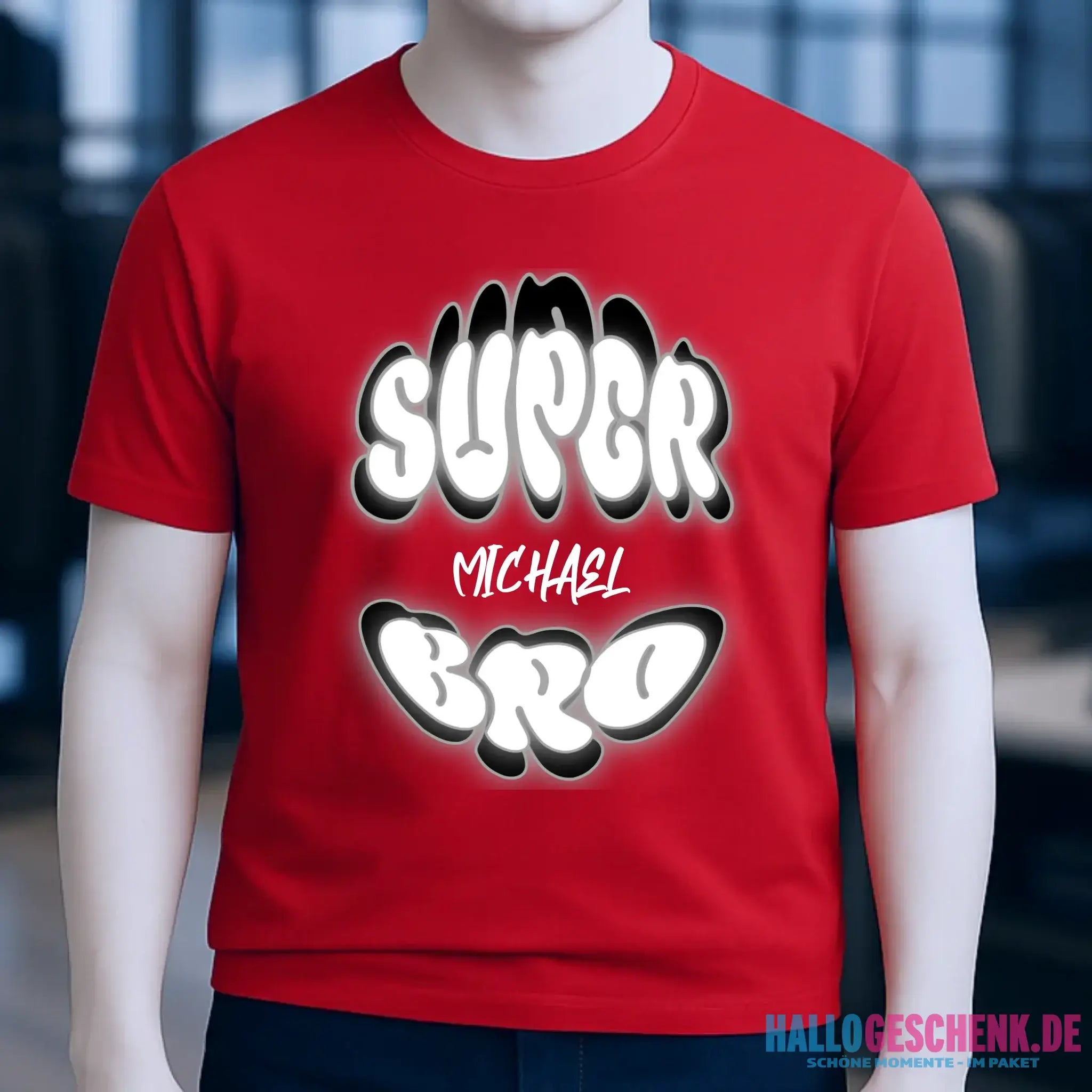 SUPER BRO + Name • personalisierter Text • Unisex Premium T-Shirt XS-5XL aus Bio-Baumwolle für Damen & Herren • Exklusivdesign • personalisiert