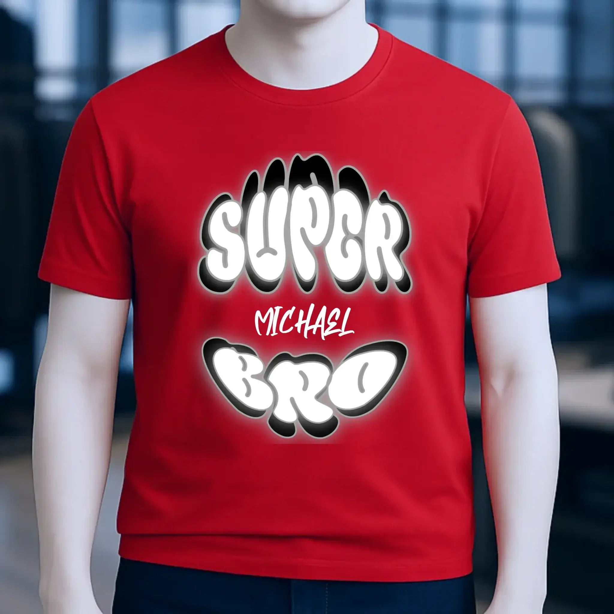 SUPER BRO + Name • personalisierter Text • Unisex Premium T-Shirt XS-5XL aus Bio-Baumwolle für Damen & Herren • Exklusivdesign • personalisiert
