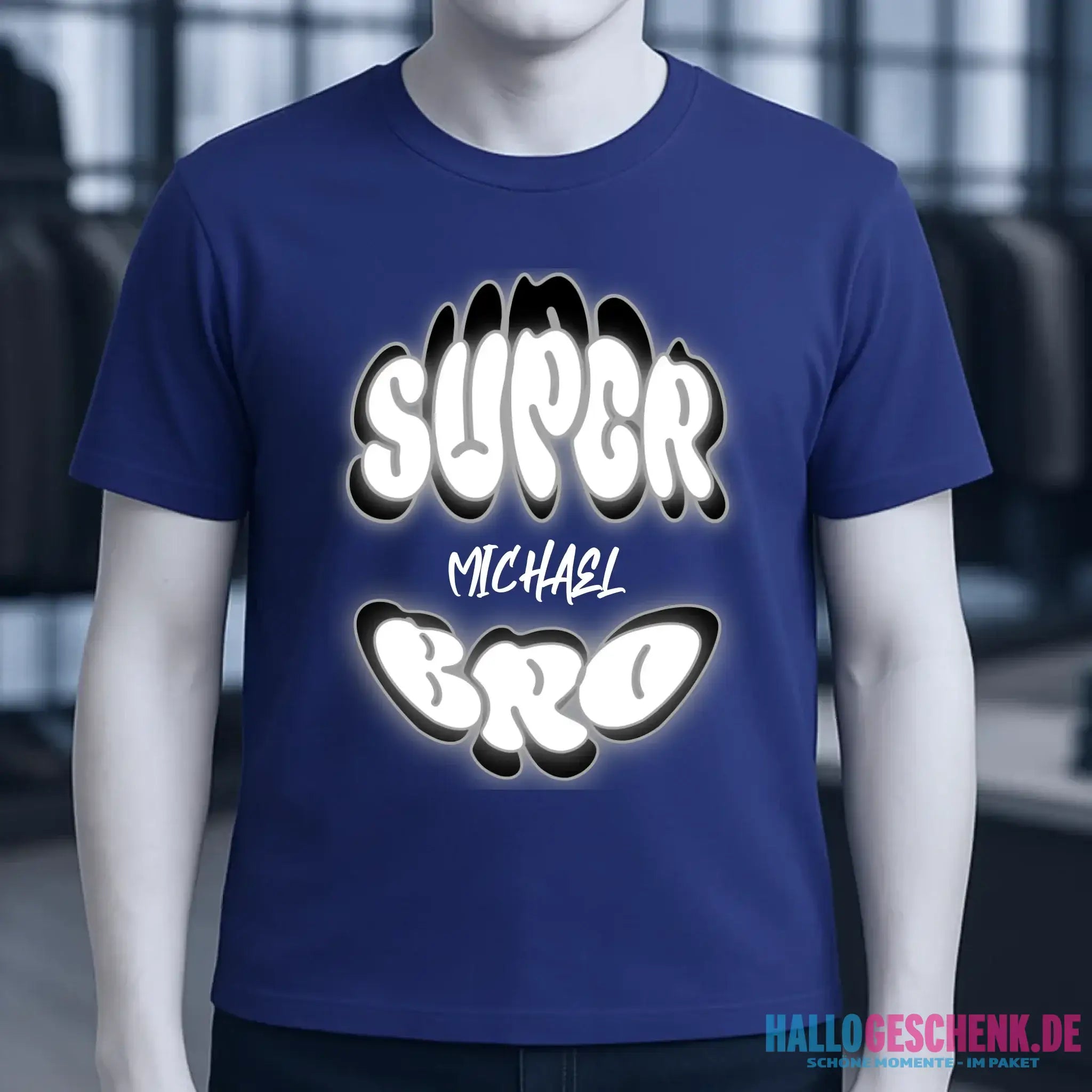 SUPER BRO + Name • personalisierter Text • Unisex Premium T-Shirt XS-5XL aus Bio-Baumwolle für Damen & Herren • Exklusivdesign • personalisiert