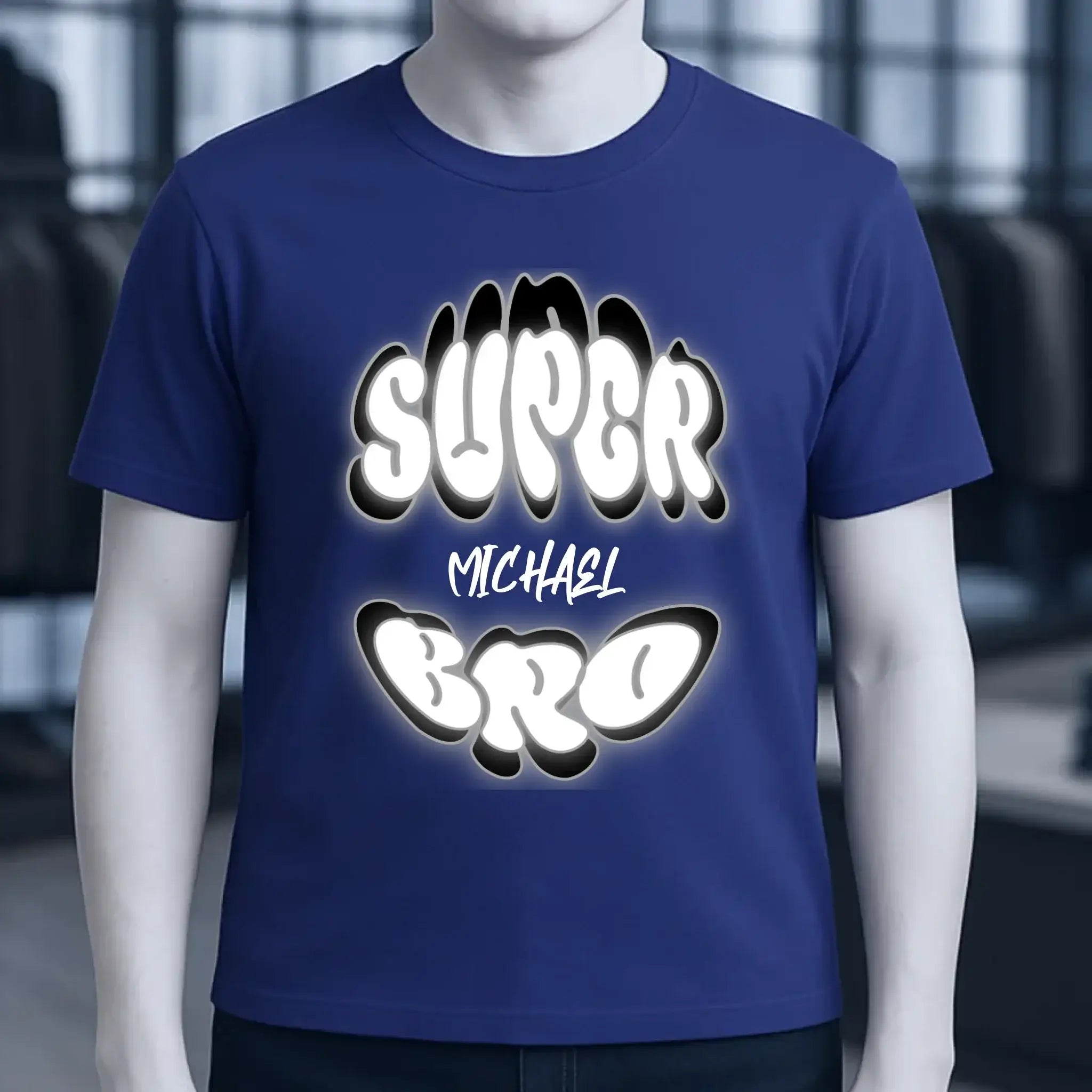 SUPER BRO + Name • personalisierter Text • Unisex Premium T-Shirt XS-5XL aus Bio-Baumwolle für Damen & Herren • Exklusivdesign • personalisiert