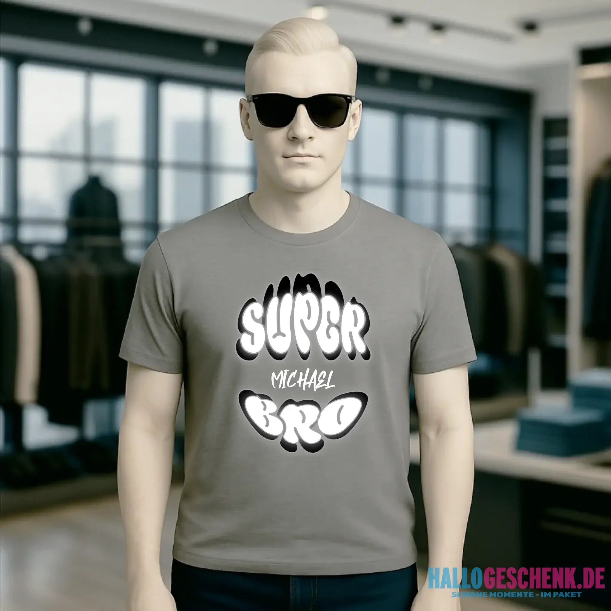 SUPER BRO + Name • personalisierter Text • Unisex Premium T-Shirt XS-5XL aus Bio-Baumwolle für Damen & Herren • Exklusivdesign • personalisiert