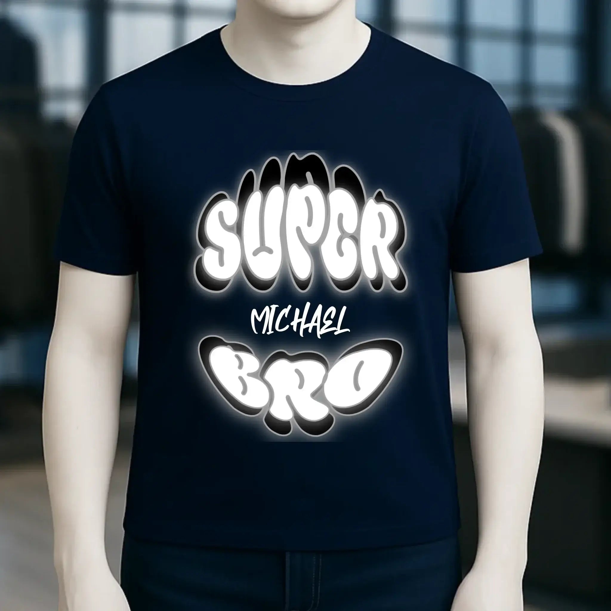 SUPER BRO + Name • personalisierter Text • Unisex Premium T-Shirt XS-5XL aus Bio-Baumwolle für Damen & Herren • Exklusivdesign • personalisiert