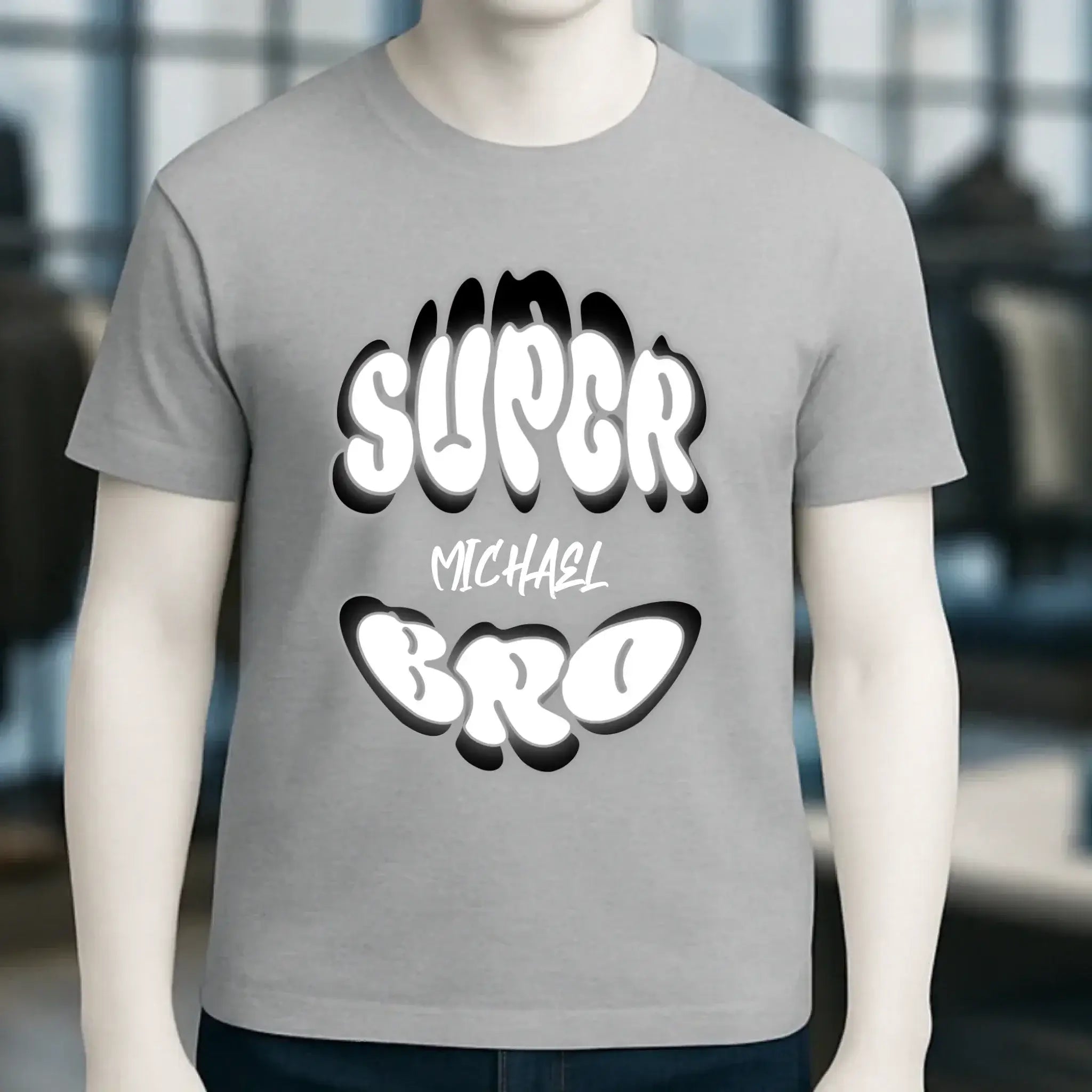 SUPER BRO + Name • personalisierter Text • Unisex Premium T-Shirt XS-5XL aus Bio-Baumwolle für Damen & Herren • Exklusivdesign • personalisiert