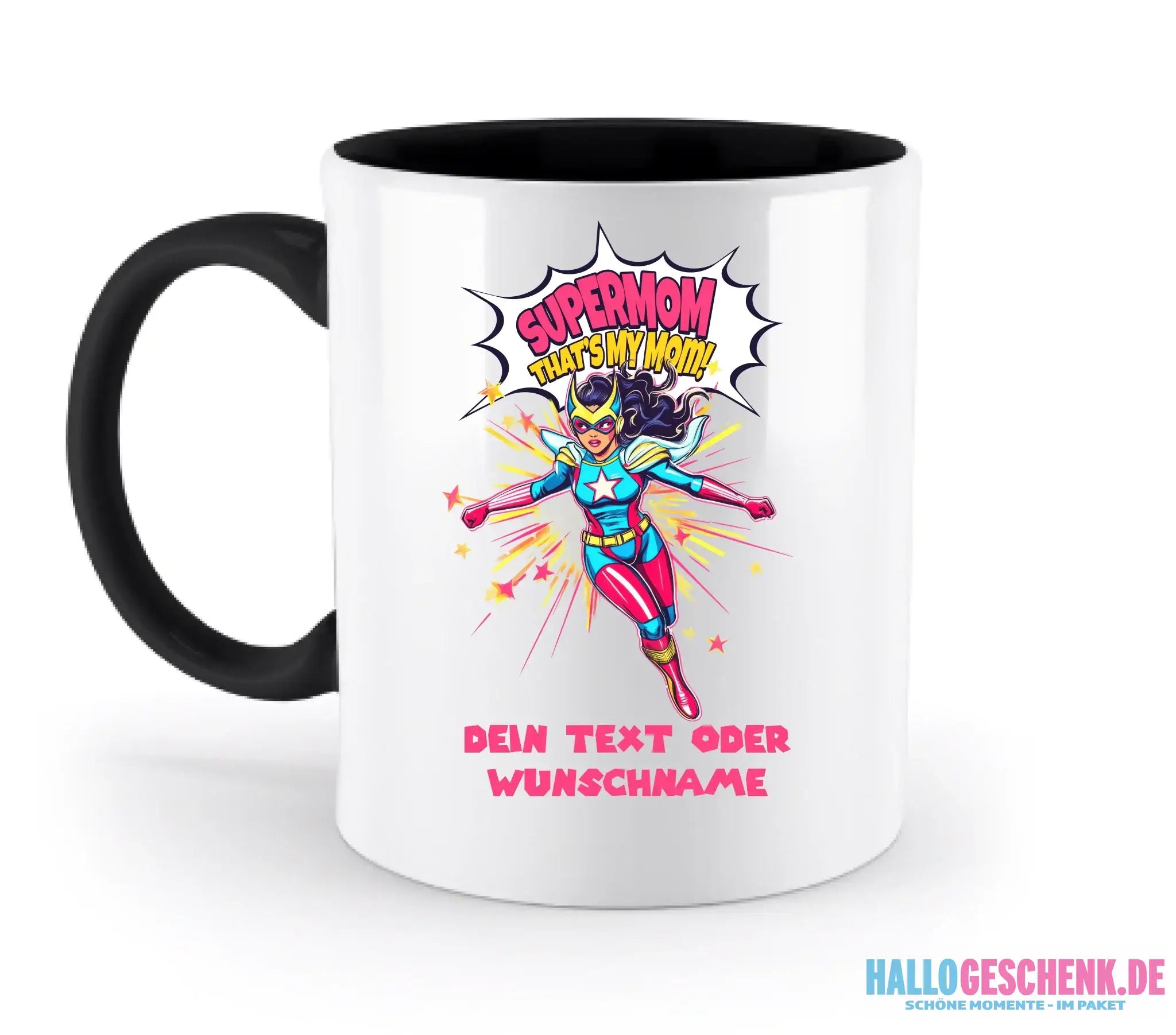 SUPERMOM • Mama • zweifarbige Tasse (spülmaschinenfest) • personalisierbar - zweifarbige Tasse • spülmaschinengeeignet