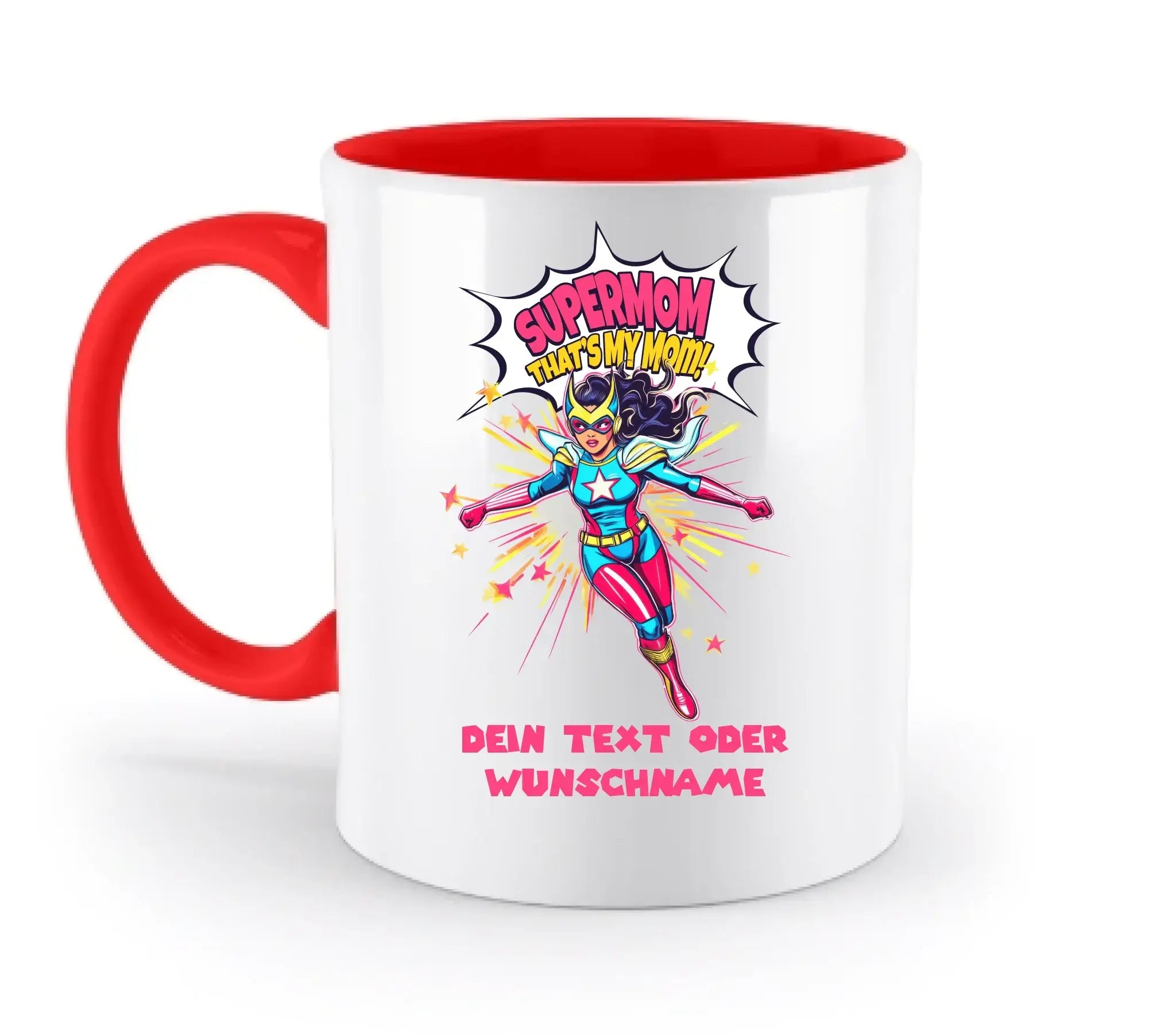 SUPERMOM • Mama • zweifarbige Tasse (spülmaschinenfest) • personalisierbar - zweifarbige Tasse • spülmaschinengeeignet