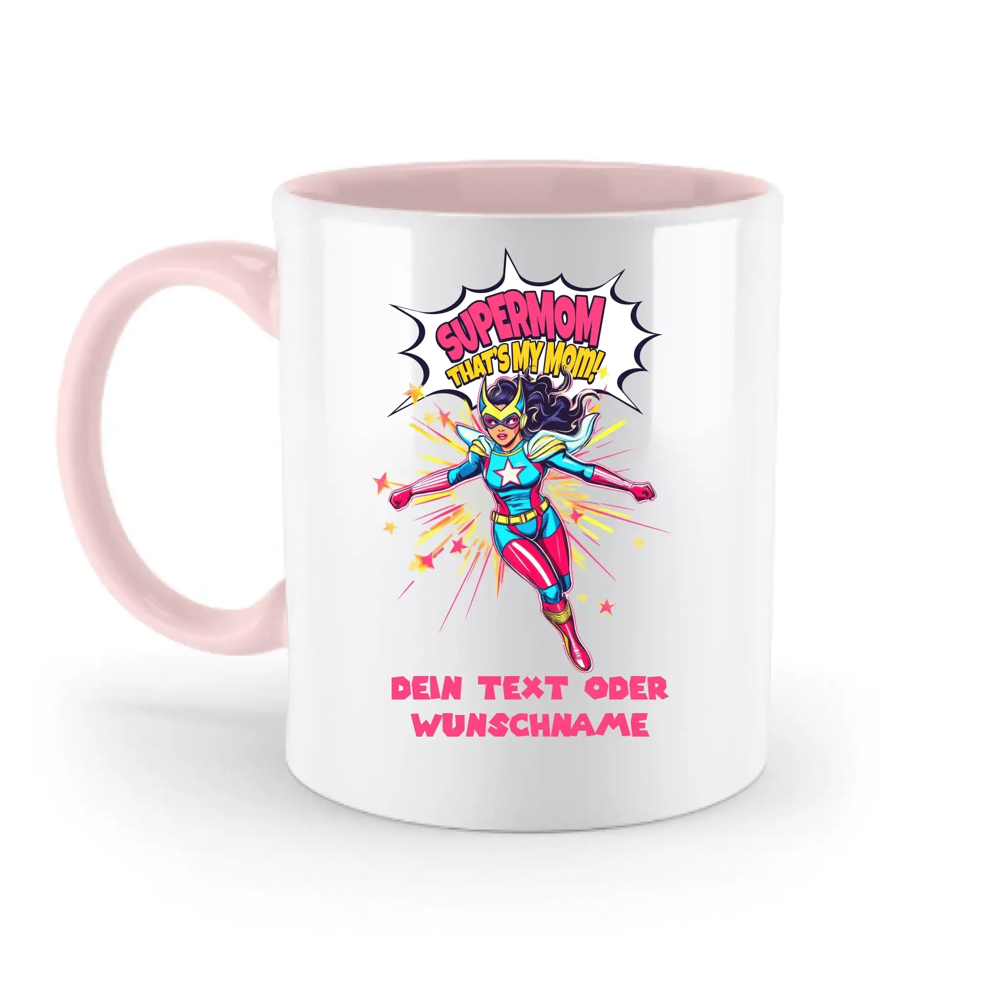 SUPERMOM • Mama • zweifarbige Tasse (spülmaschinenfest) • personalisierbar - zweifarbige Tasse • spülmaschinengeeignet