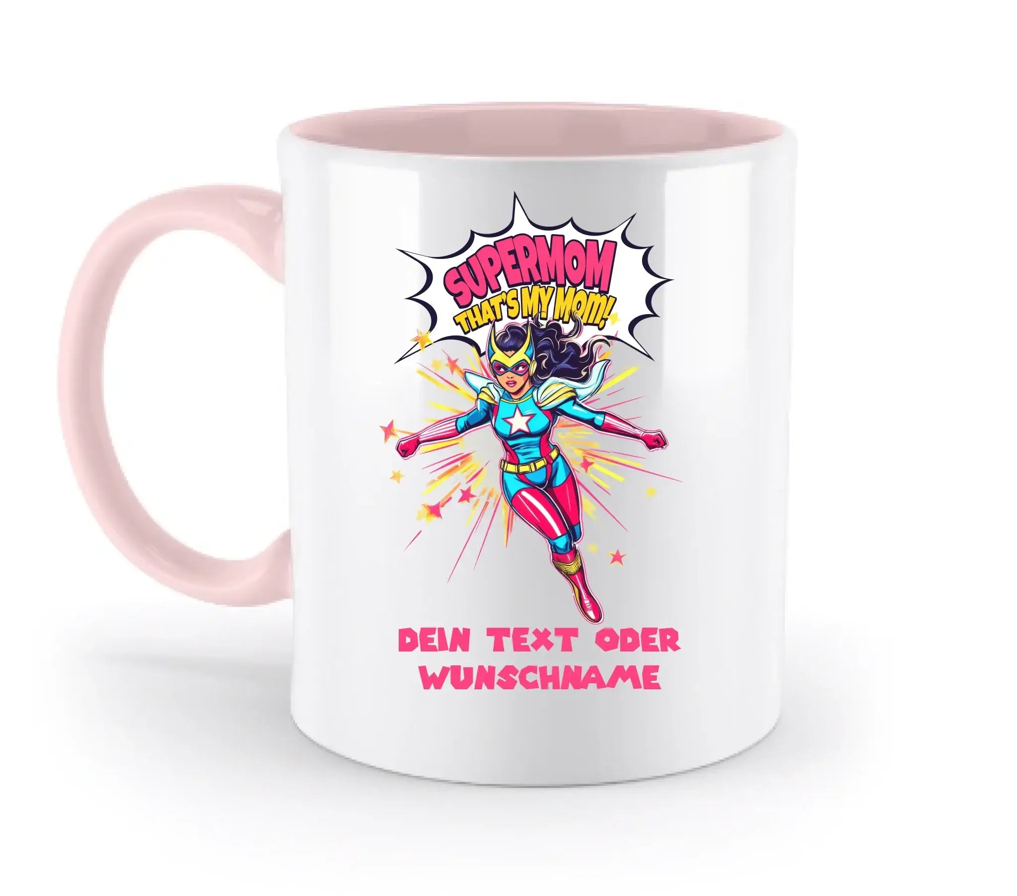 SUPERMOM • Mama • zweifarbige Tasse (spülmaschinenfest) • personalisierbar - zweifarbige Tasse • spülmaschinengeeignet