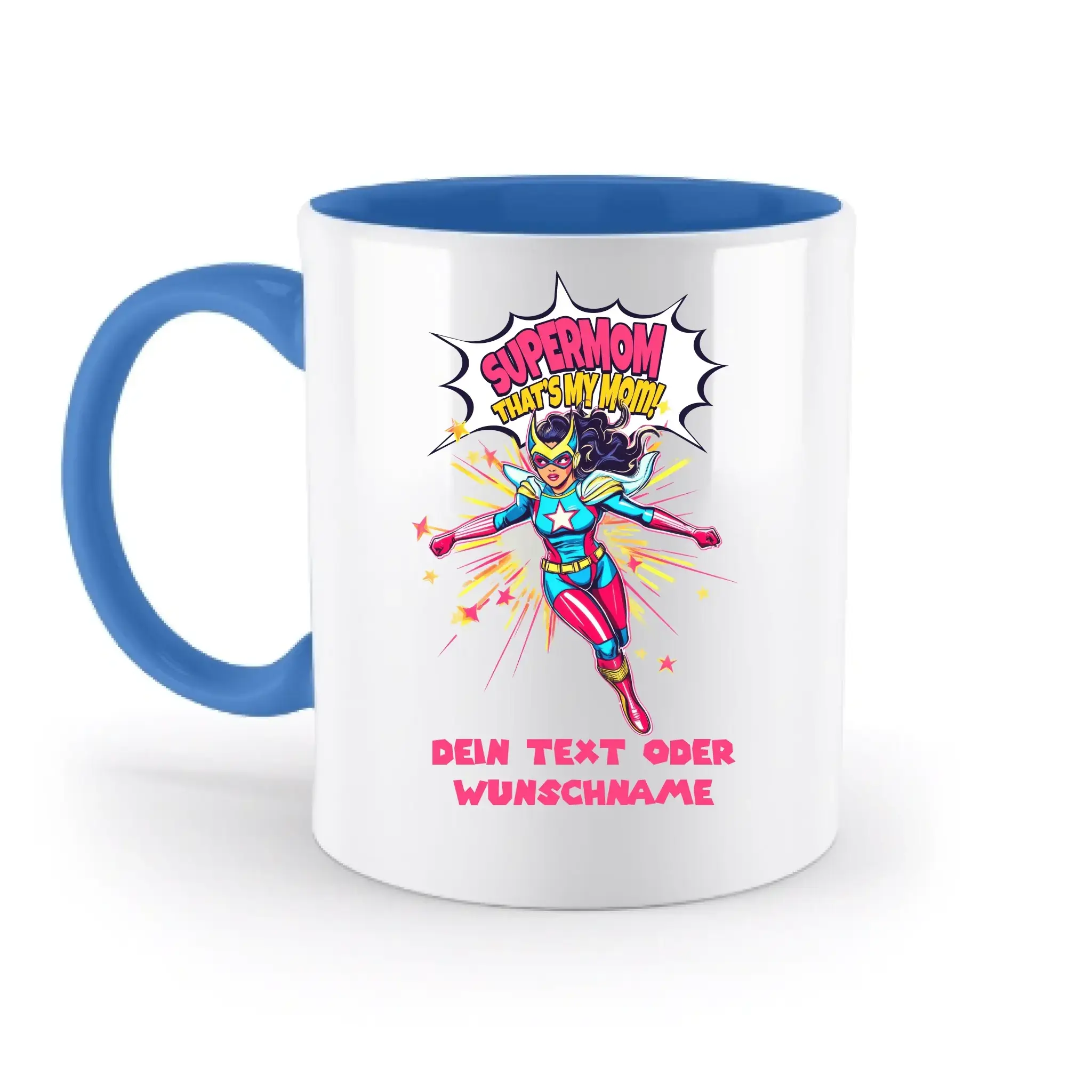 SUPERMOM • Mama • zweifarbige Tasse (spülmaschinenfest) • personalisierbar - zweifarbige Tasse • spülmaschinengeeignet