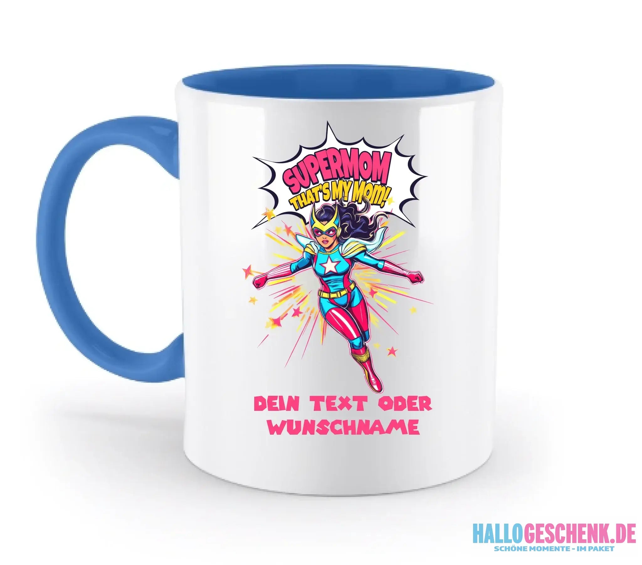 SUPERMOM • Mama • zweifarbige Tasse (spülmaschinenfest) • personalisierbar - zweifarbige Tasse • spülmaschinengeeignet