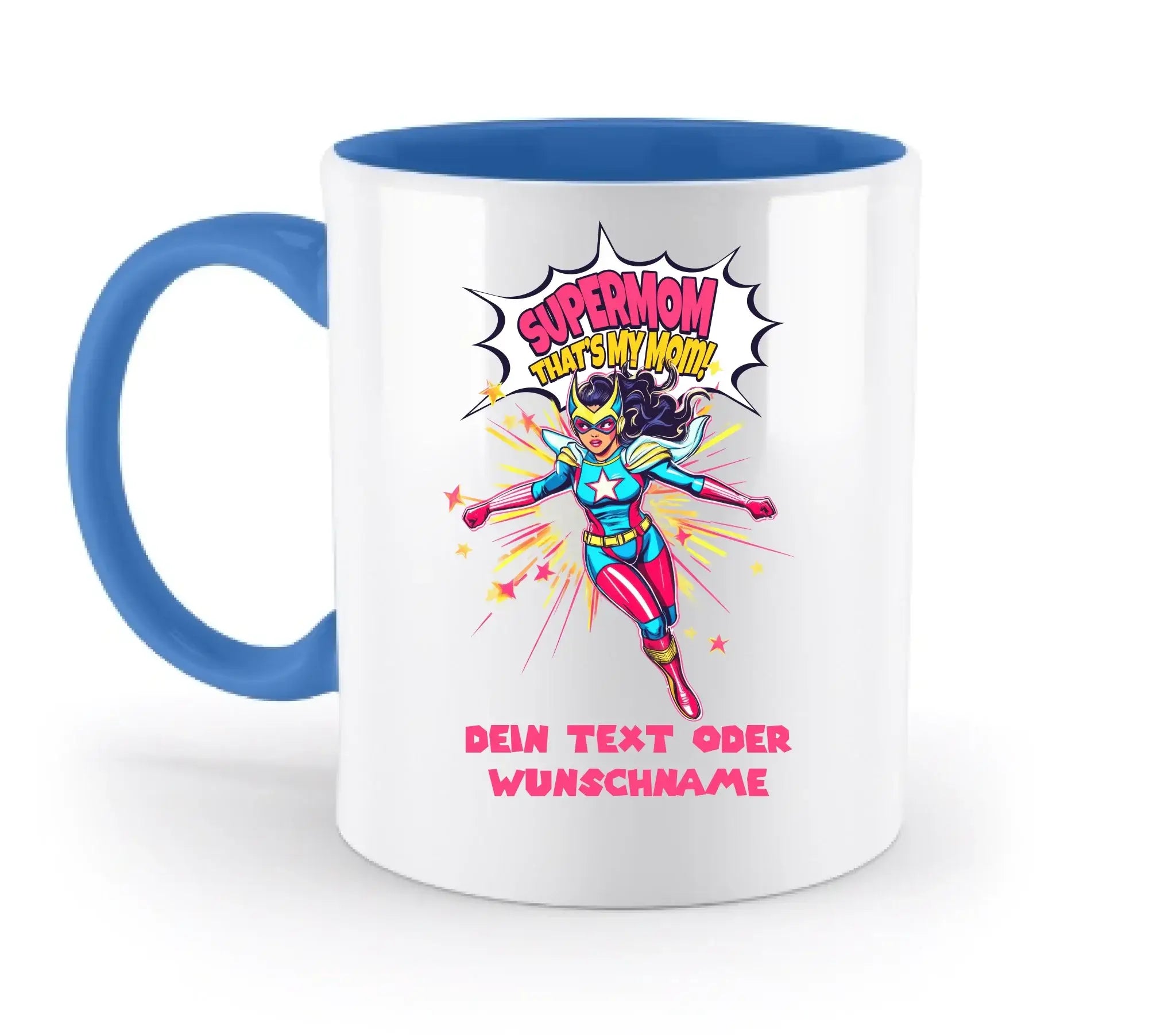 SUPERMOM • Mama • zweifarbige Tasse (spülmaschinenfest) • personalisierbar - zweifarbige Tasse • spülmaschinengeeignet