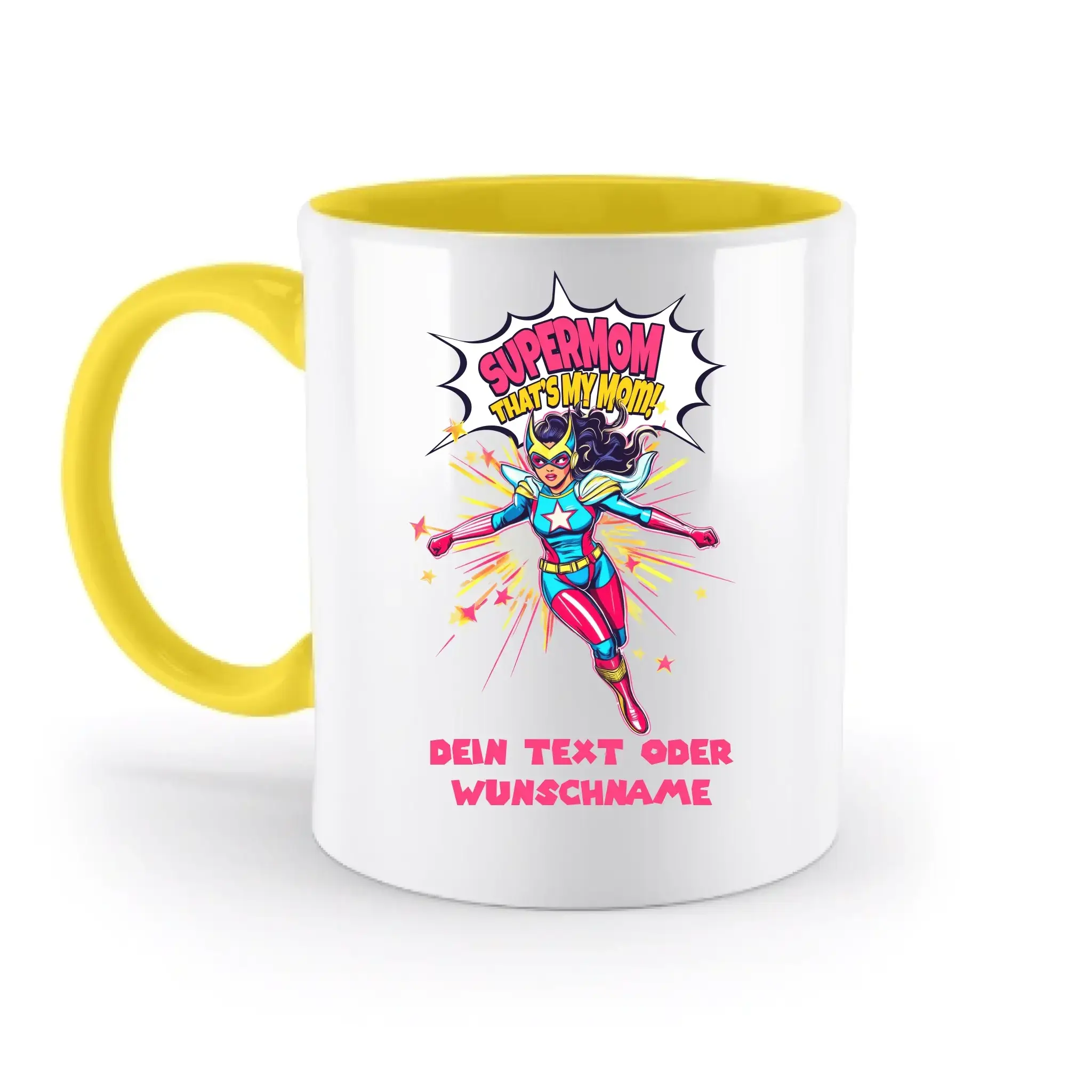 SUPERMOM • Mama • zweifarbige Tasse (spülmaschinenfest) • personalisierbar - zweifarbige Tasse • spülmaschinengeeignet