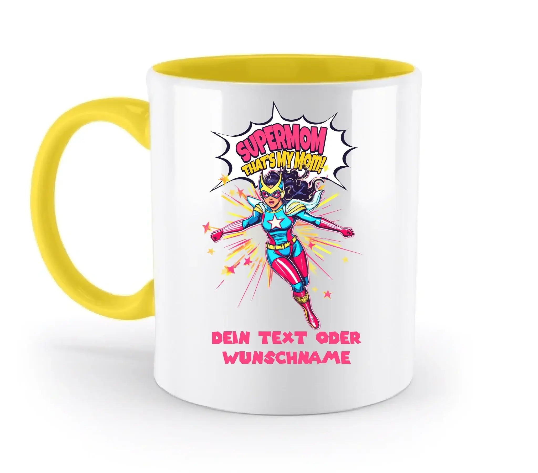 SUPERMOM • Mama • zweifarbige Tasse (spülmaschinenfest) • personalisierbar - zweifarbige Tasse • spülmaschinengeeignet