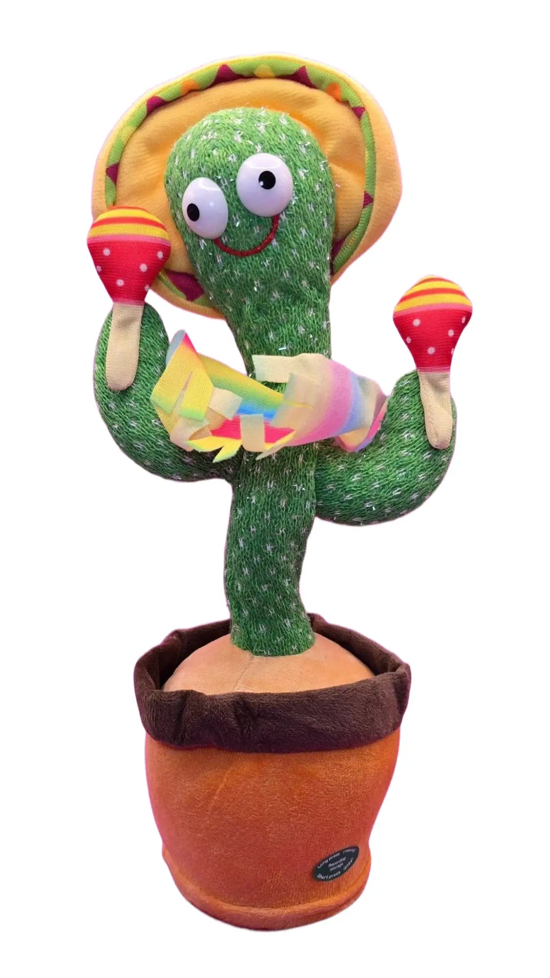 Tanzender Kaktus mit 3 Funktionen: Sound, Sprachaufzeichnung und Laberfunktion • inkl. Sombrero und Rasseln • 11x11x35 cm • Labertiere