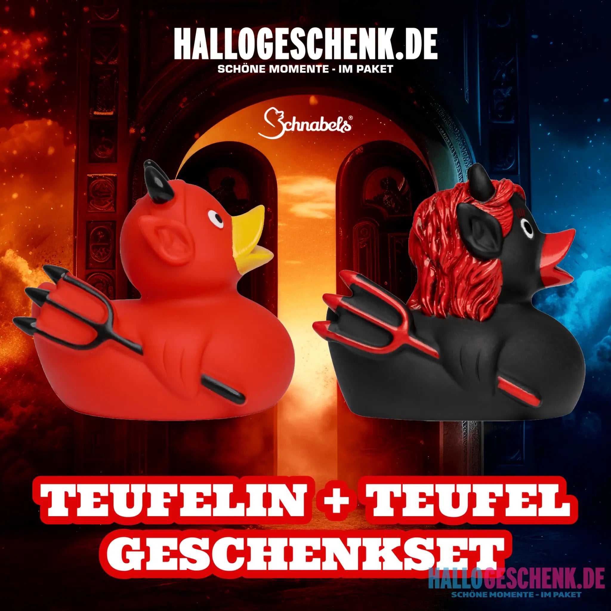 Teufelin + Teufel oder Engel • Badeente • Geschenkset