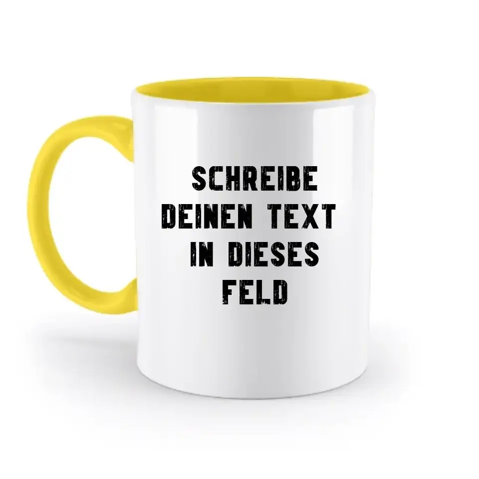 "TEXTBLOCK" Schreibe was du willst! - zweifarbige Tasse 330ml mit farbigem Henkel und farbigem Innendruck personalisiert