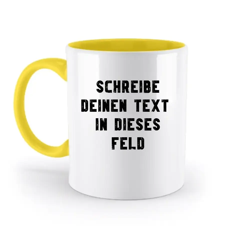 "TEXTBLOCK" Schreibe was du willst! - zweifarbige Tasse 330ml mit farbigem Henkel und farbigem Innendruck personalisiert