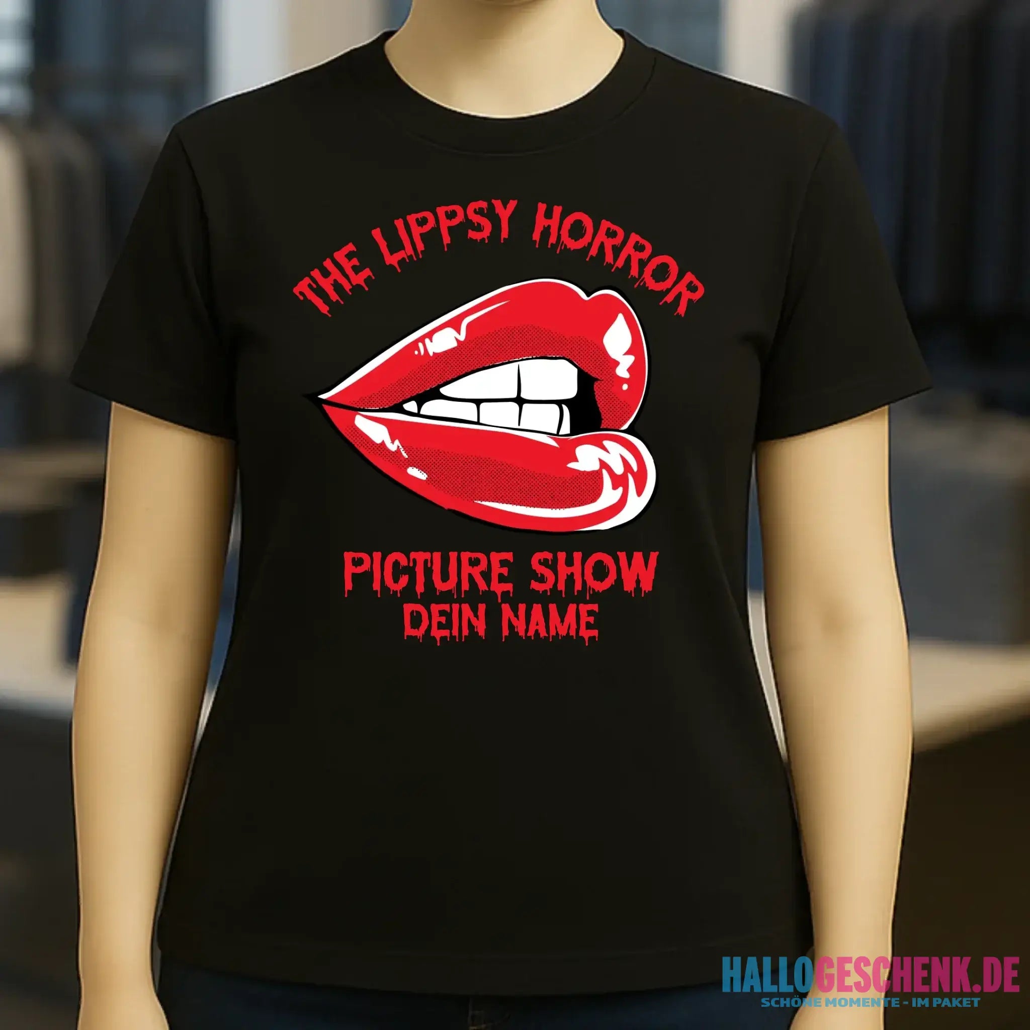 The Spooky, Ducky oder Lippsy Horror Picture Show + Name • Ladies Premium T-Shirt XS-2XL aus Bio-Baumwolle für Damen • Exklusivdesign • personalisiert • Halloween