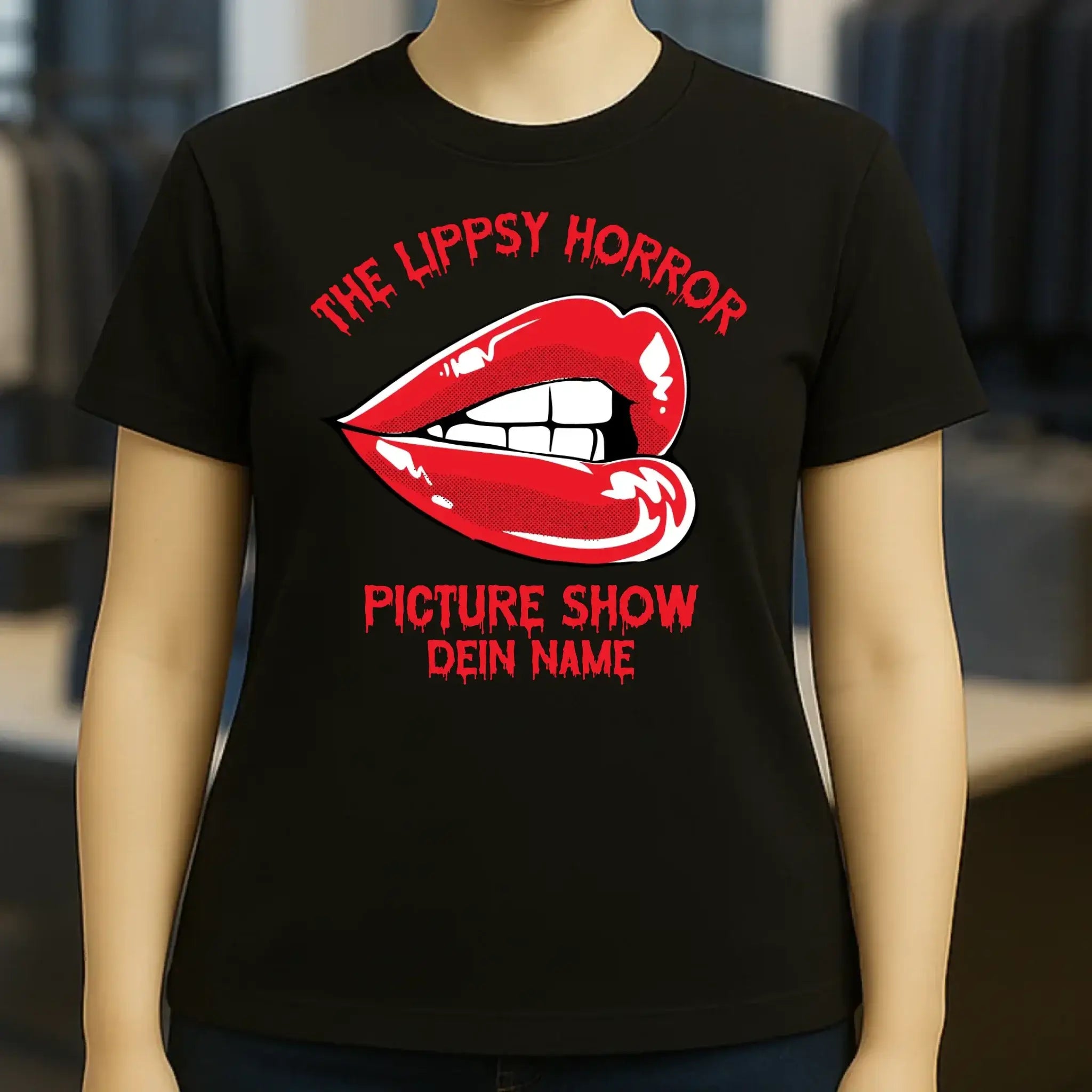The Spooky, Ducky oder Lippsy Horror Picture Show + Name • Ladies Premium T-Shirt XS-2XL aus Bio-Baumwolle für Damen • Exklusivdesign • personalisiert • Halloween