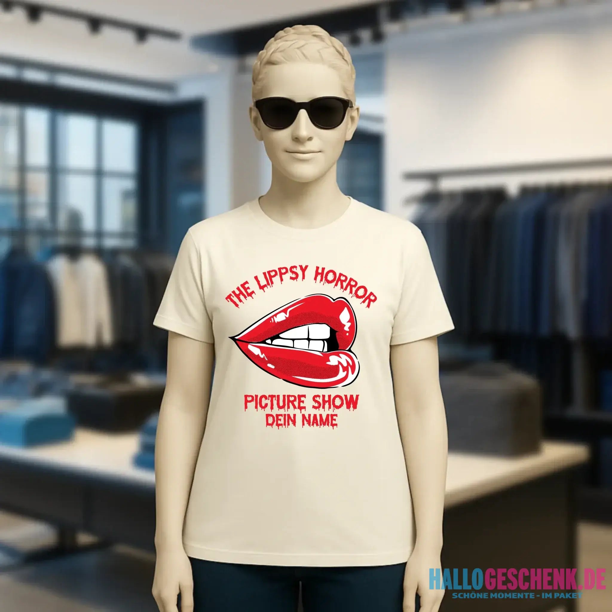 The Spooky, Ducky oder Lippsy Horror Picture Show + Name • Ladies Premium T-Shirt XS-2XL aus Bio-Baumwolle für Damen • Exklusivdesign • personalisiert • Halloween