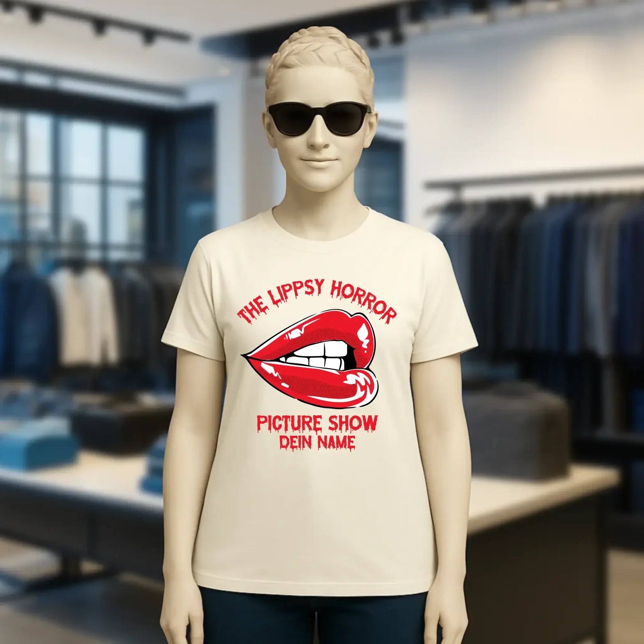 The Spooky, Ducky oder Lippsy Horror Picture Show + Name • Ladies Premium T-Shirt XS-2XL aus Bio-Baumwolle für Damen • Exklusivdesign • personalisiert • Halloween