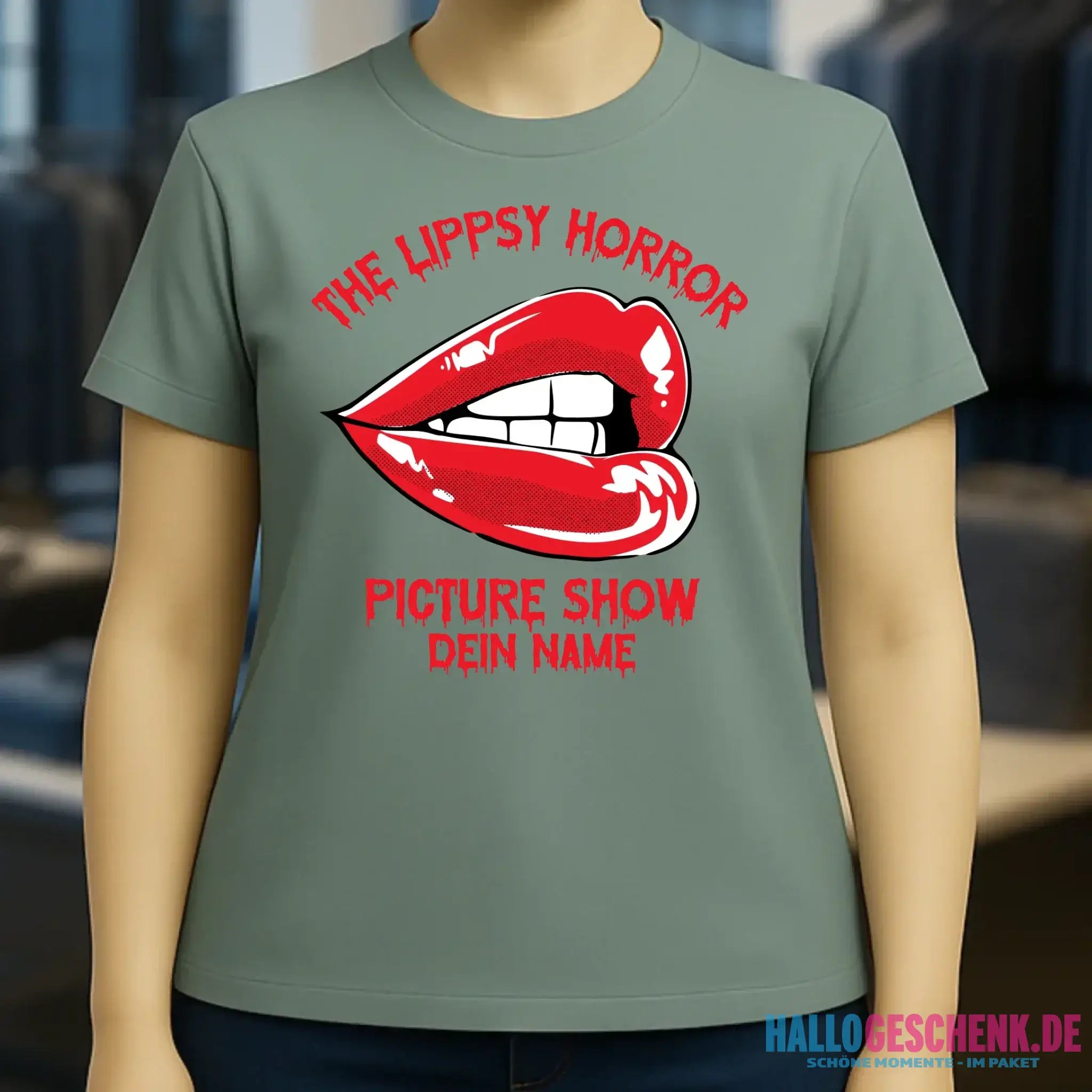 The Spooky, Ducky oder Lippsy Horror Picture Show + Name • Ladies Premium T-Shirt XS-2XL aus Bio-Baumwolle für Damen • Exklusivdesign • personalisiert • Halloween