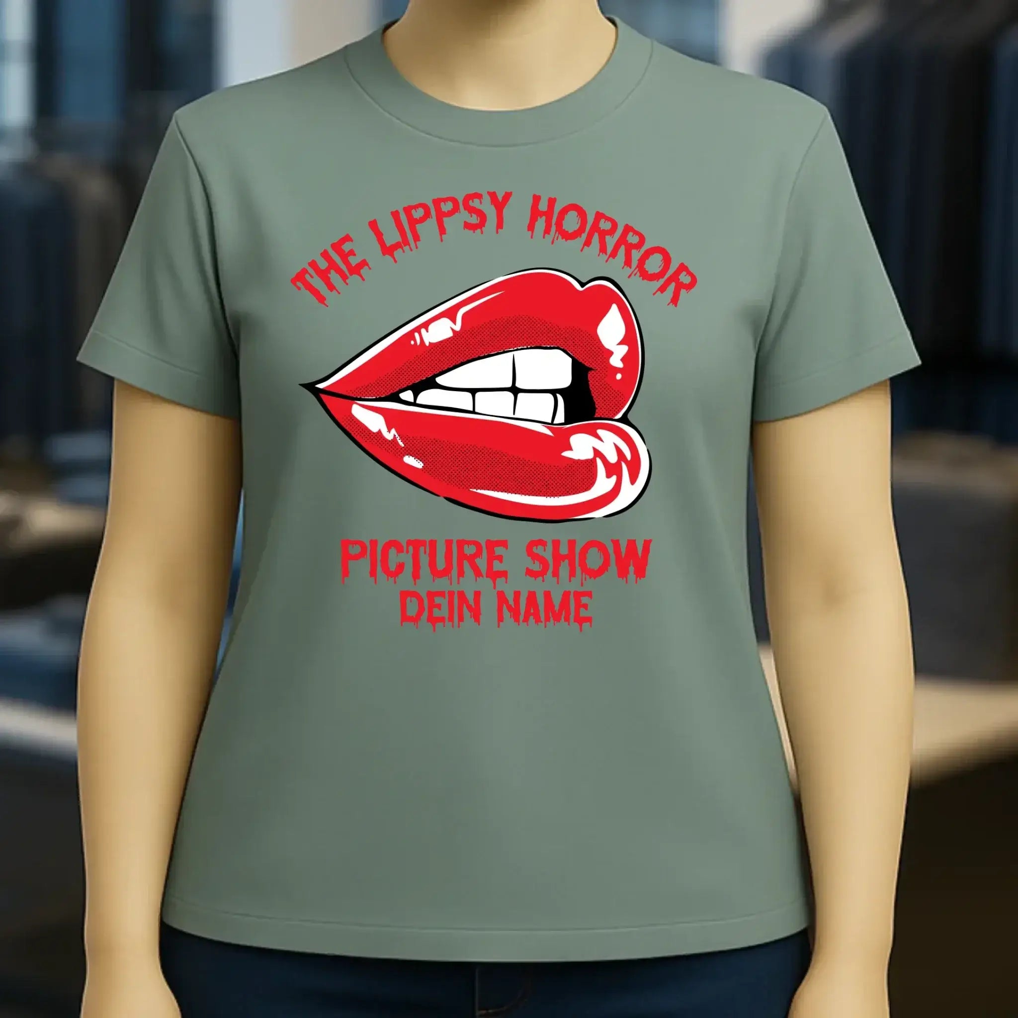 The Spooky, Ducky oder Lippsy Horror Picture Show + Name • Ladies Premium T-Shirt XS-2XL aus Bio-Baumwolle für Damen • Exklusivdesign • personalisiert • Halloween