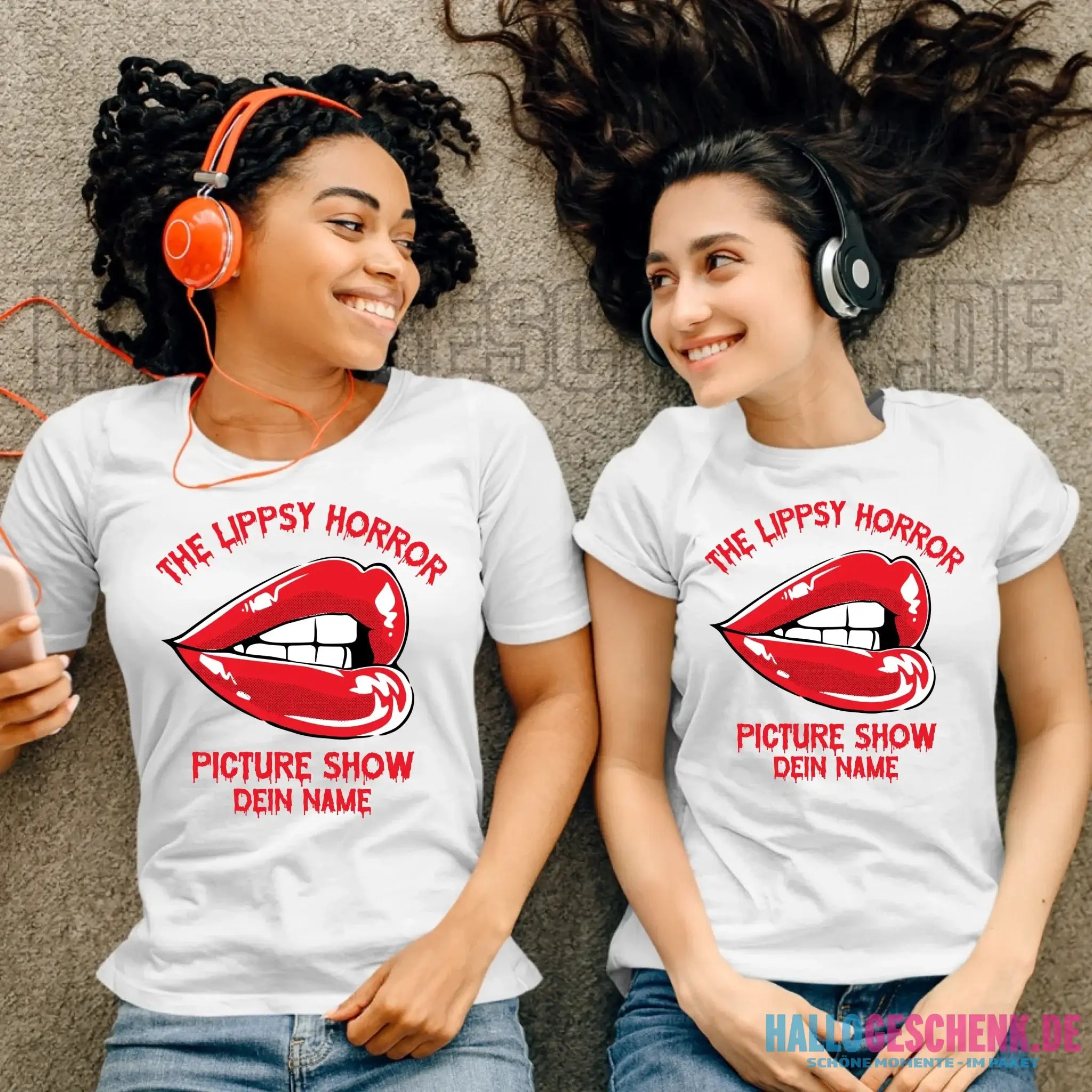 The Spooky, Ducky oder Lippsy Horror Picture Show + Name • Ladies Premium T-Shirt XS-2XL aus Bio-Baumwolle für Damen • Exklusivdesign • personalisiert • Halloween