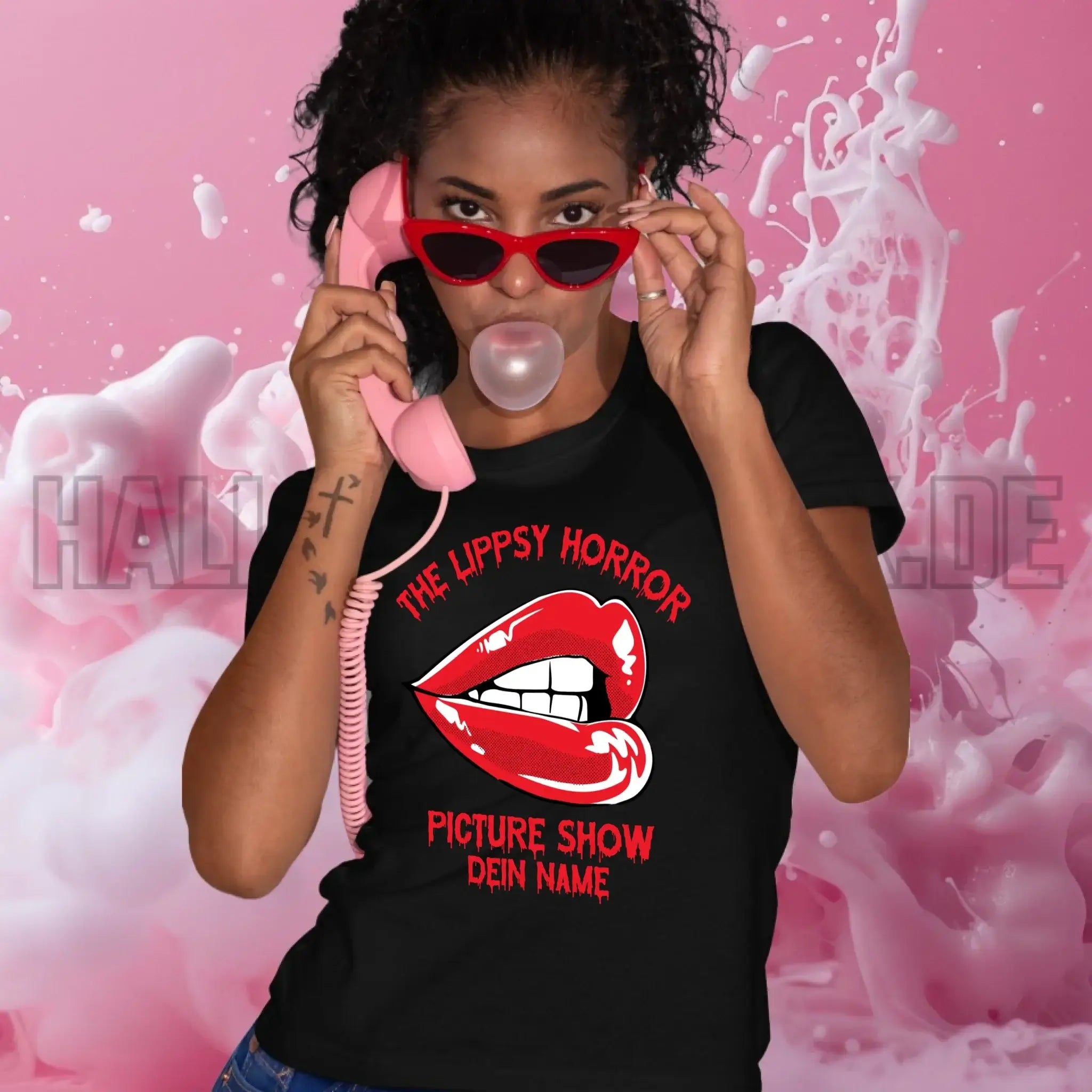 The Spooky, Ducky oder Lippsy Horror Picture Show + Name • Ladies Premium T-Shirt XS-2XL aus Bio-Baumwolle für Damen • Exklusivdesign • personalisiert • Halloween