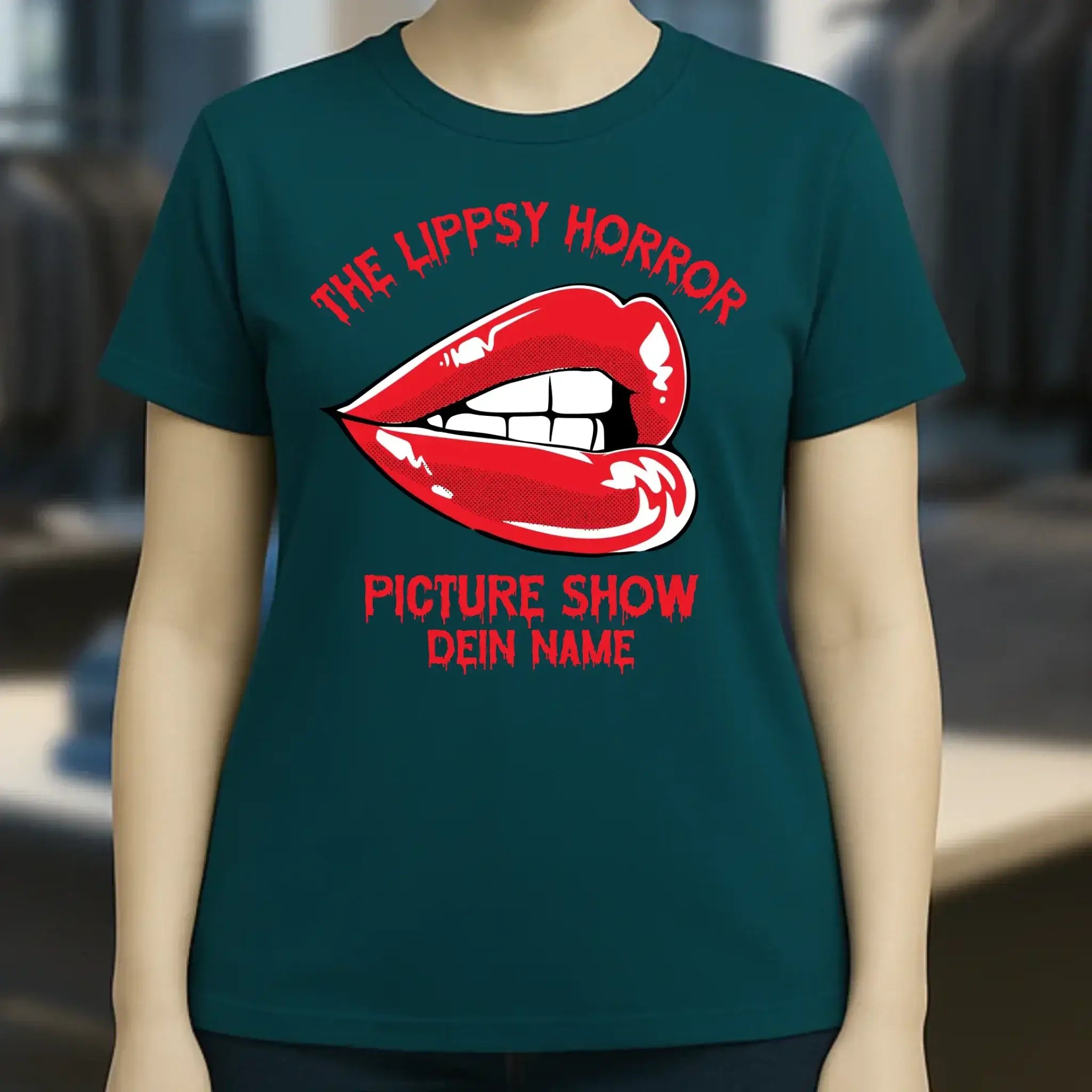 The Spooky, Ducky oder Lippsy Horror Picture Show + Name • Ladies Premium T-Shirt XS-2XL aus Bio-Baumwolle für Damen • Exklusivdesign • personalisiert • Halloween