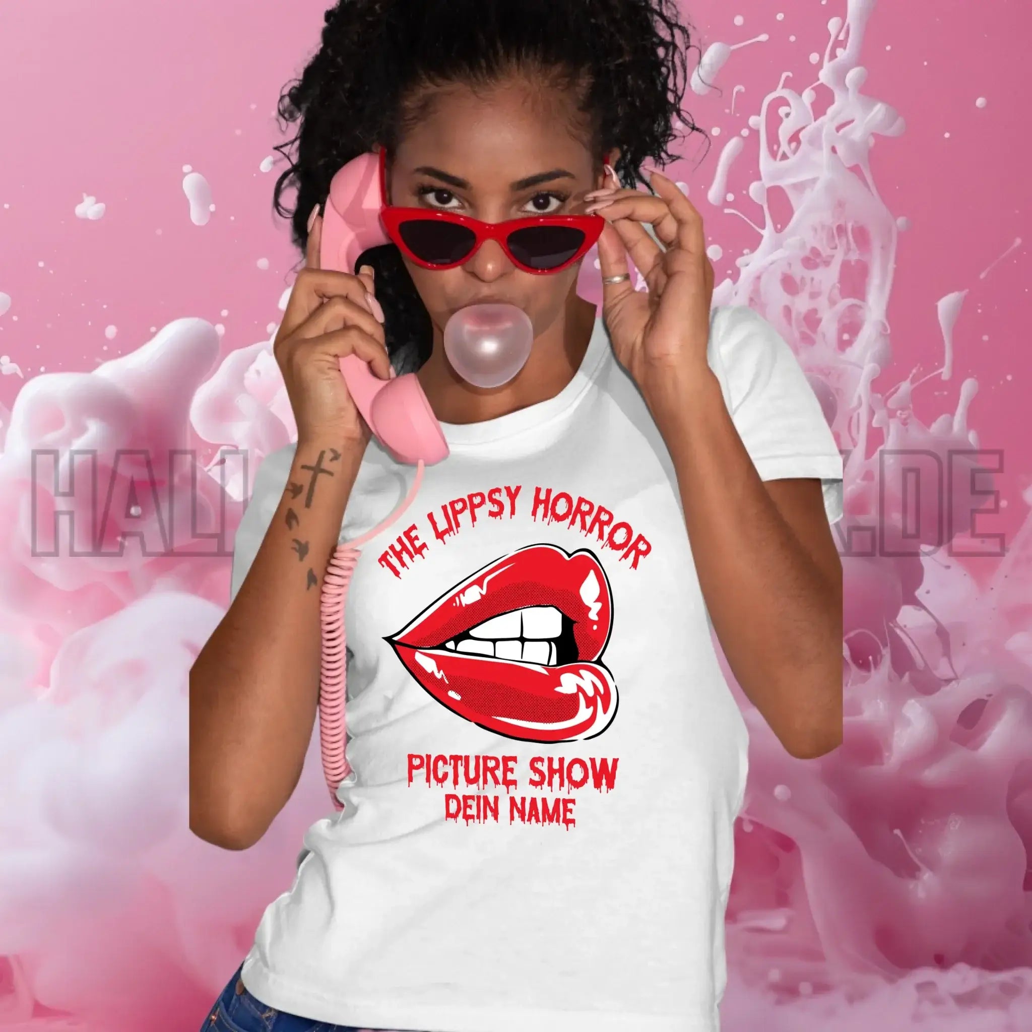 The Spooky, Ducky oder Lippsy Horror Picture Show + Name • Ladies Premium T-Shirt XS-2XL aus Bio-Baumwolle für Damen • Exklusivdesign • personalisiert • Halloween