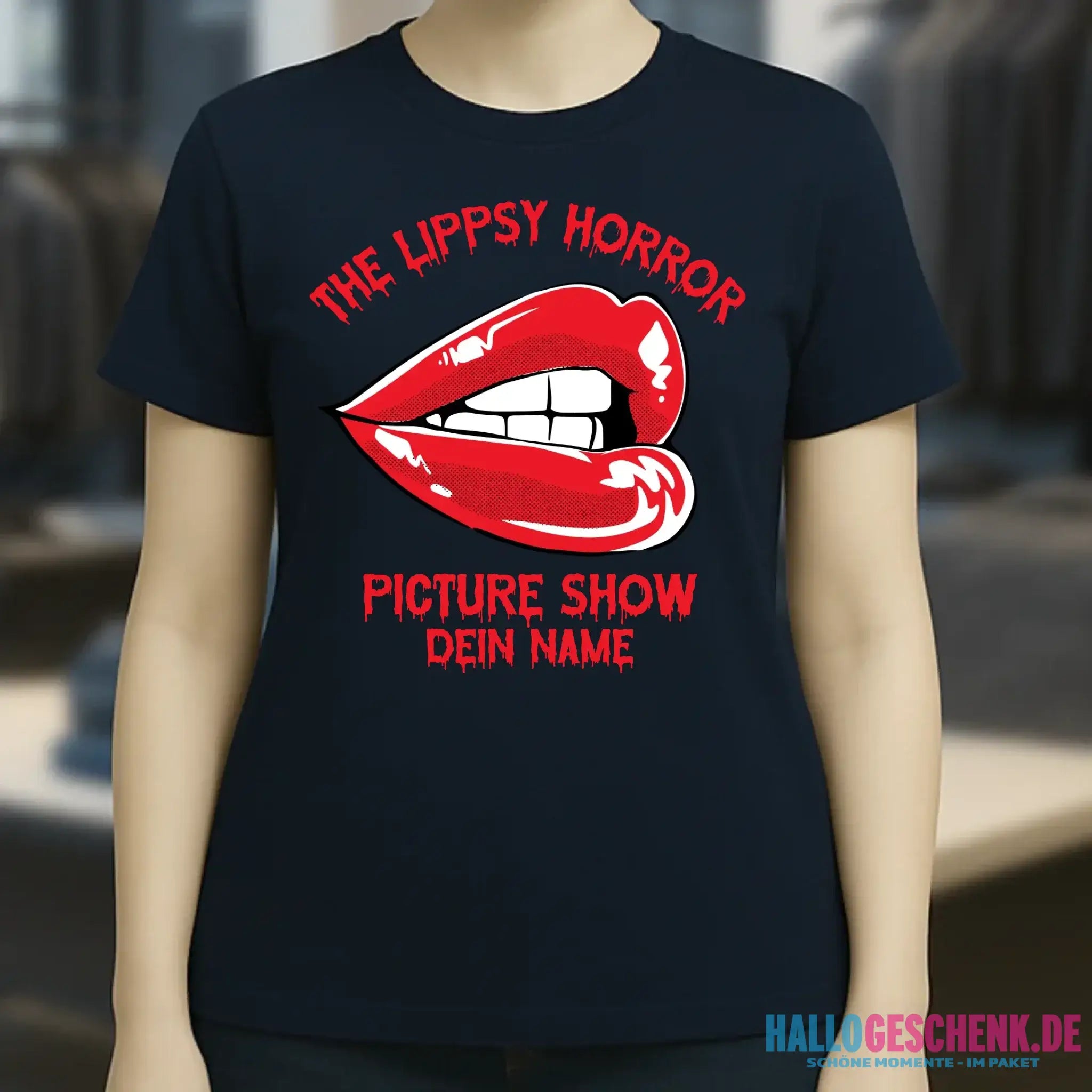 The Spooky, Ducky oder Lippsy Horror Picture Show + Name • Ladies Premium T-Shirt XS-2XL aus Bio-Baumwolle für Damen • Exklusivdesign • personalisiert • Halloween