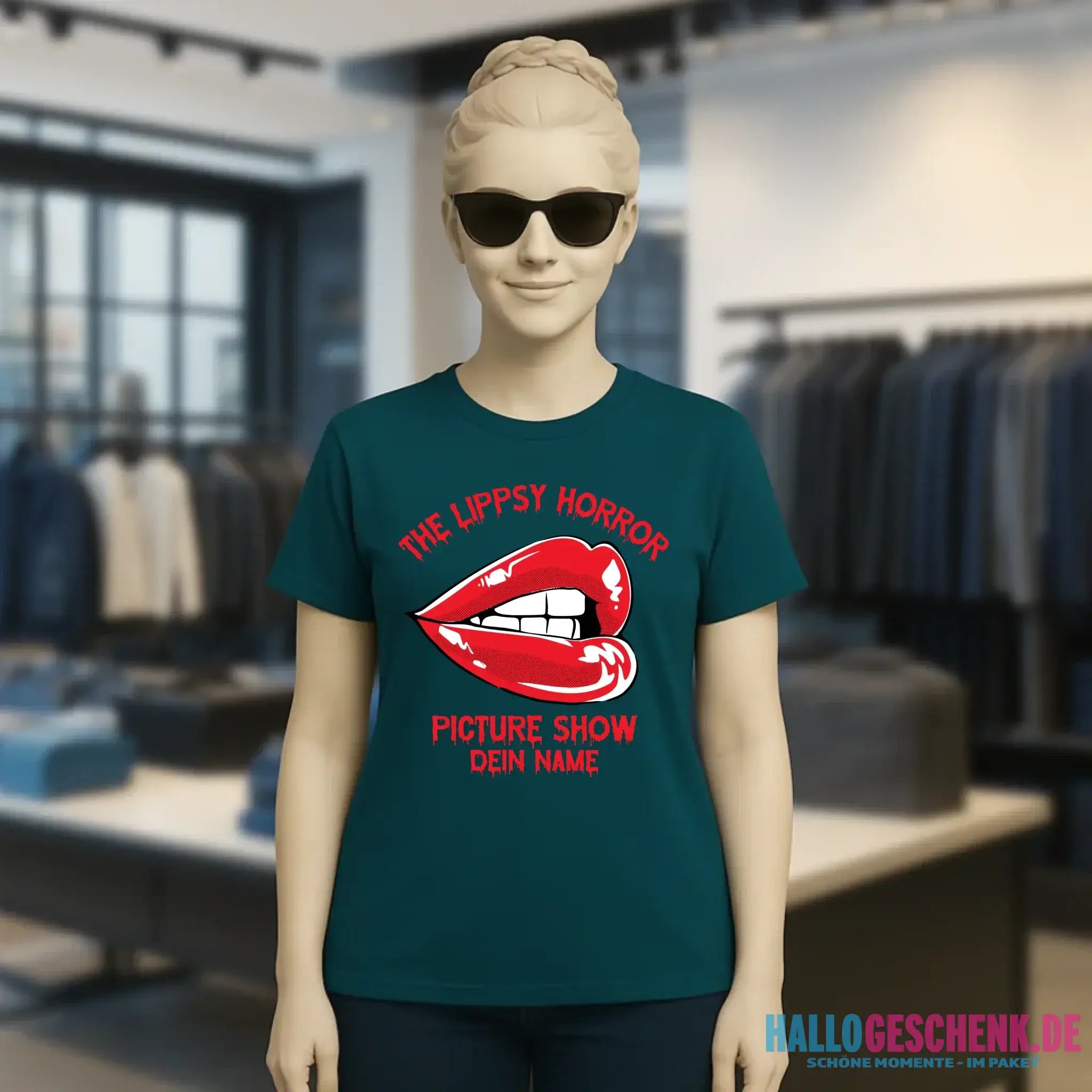 The Spooky, Ducky oder Lippsy Horror Picture Show + Name • Ladies Premium T-Shirt XS-2XL aus Bio-Baumwolle für Damen • Exklusivdesign • personalisiert • Halloween