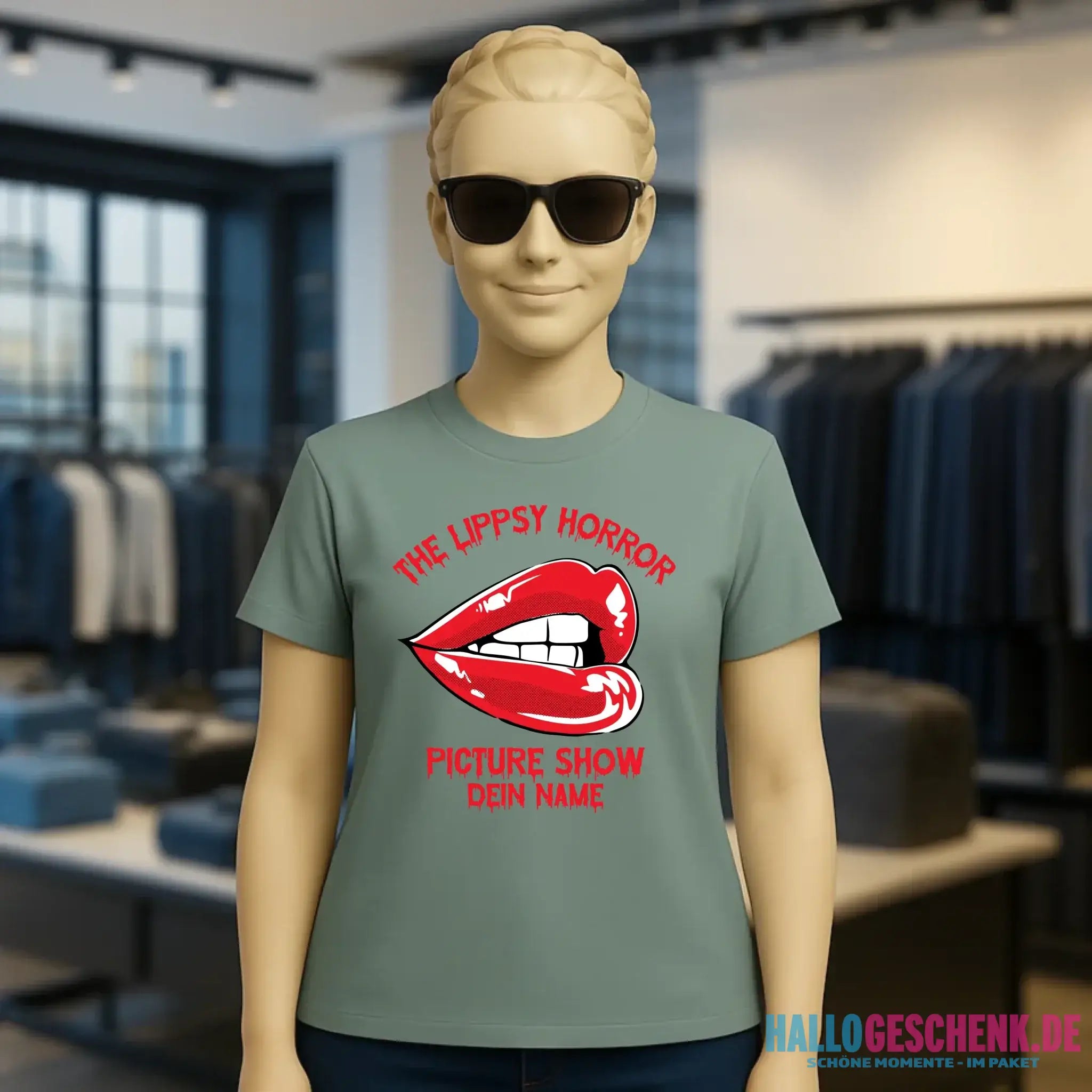 The Spooky, Ducky oder Lippsy Horror Picture Show + Name • Ladies Premium T-Shirt XS-2XL aus Bio-Baumwolle für Damen • Exklusivdesign • personalisiert • Halloween