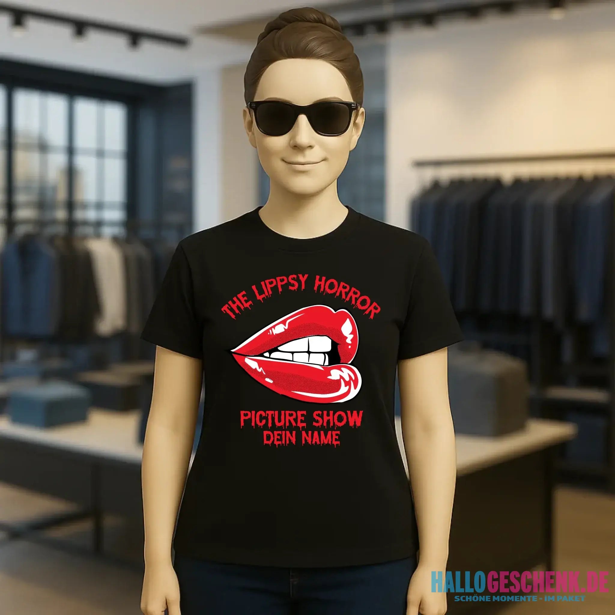 The Spooky, Ducky oder Lippsy Horror Picture Show + Name • Ladies Premium T-Shirt XS-2XL aus Bio-Baumwolle für Damen • Exklusivdesign • personalisiert • Halloween