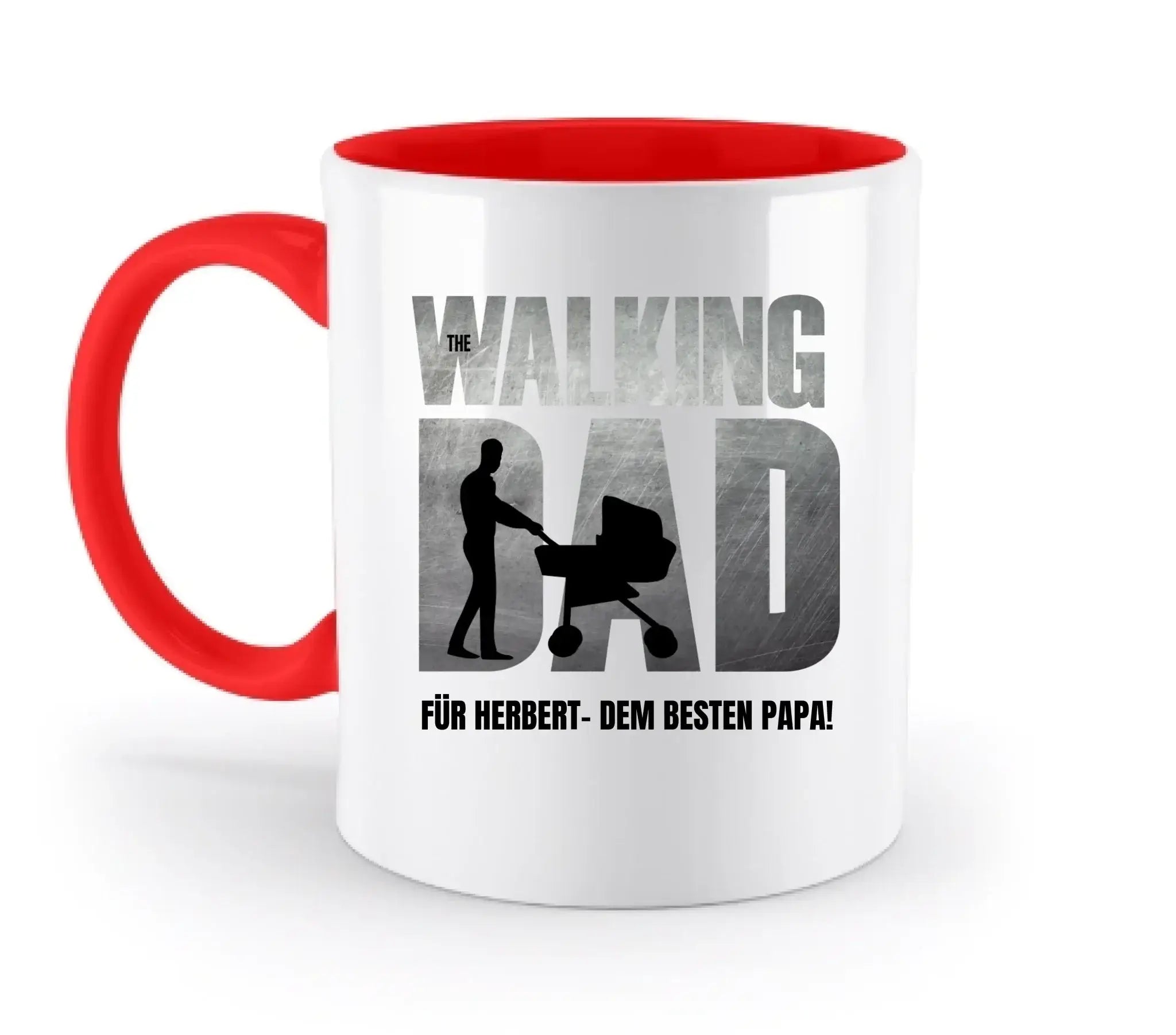 The Walking Dad mit Wunschtext • 2 Motive verfügbar (personalisierbare Motive) - Zweifarbige Tasse / Rubin-Red / 330ml