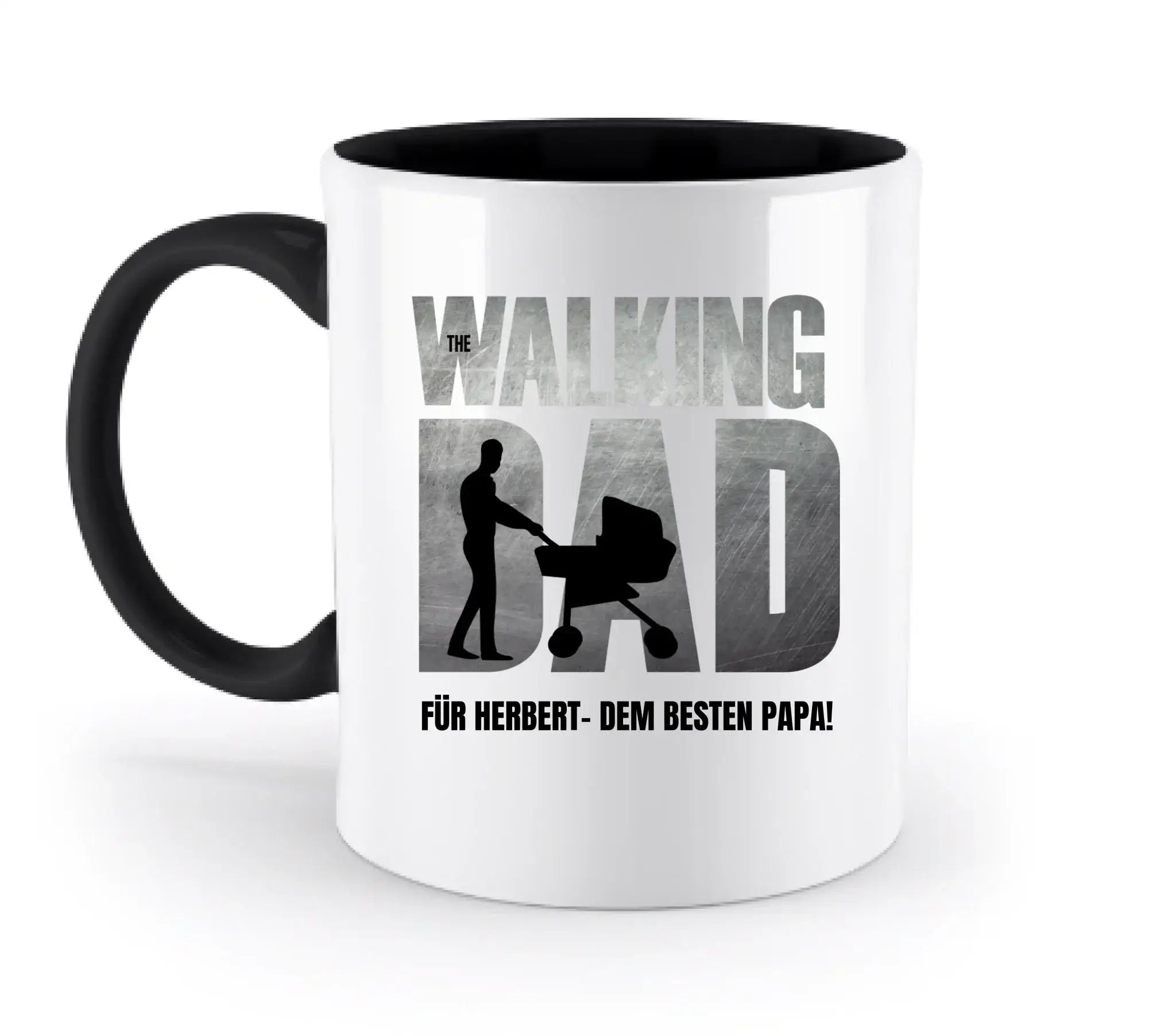 The Walking Dad mit Wunschtext • 2 Motive verfügbar (personalisierbare Motive) - Zweifarbige Tasse / Black / 330ml