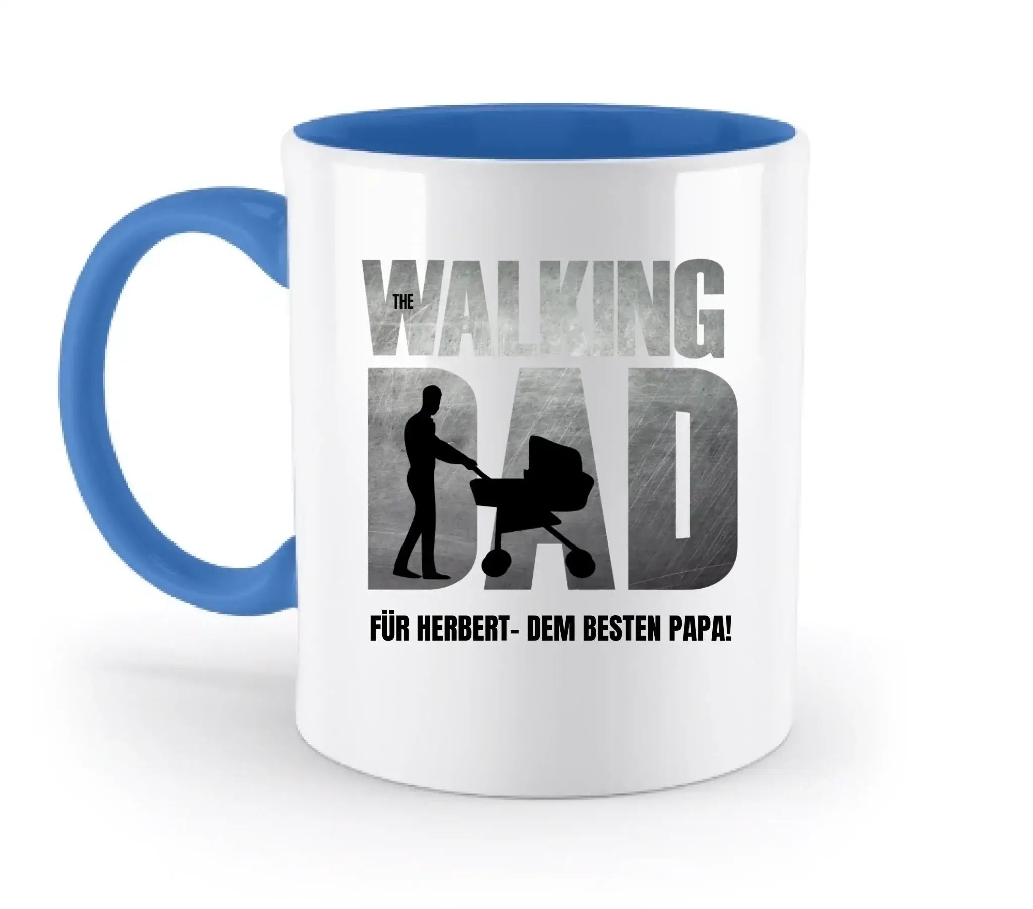 The Walking Dad mit Wunschtext • 2 Motive verfügbar (personalisierbare Motive) - Zweifarbige Tasse / Blue / 330ml