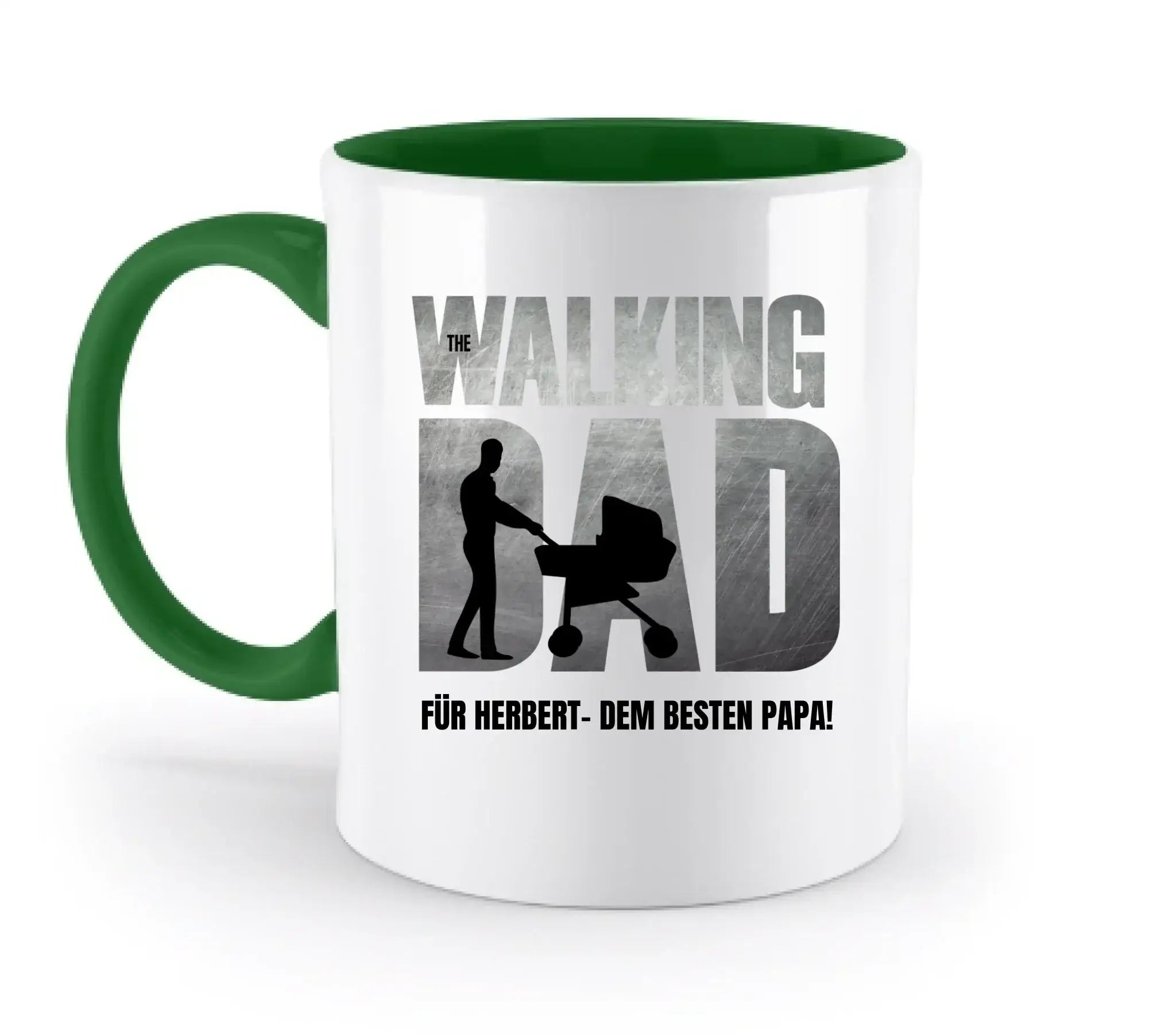 The Walking Dad mit Wunschtext • 2 Motive verfügbar (personalisierbare Motive) - Zweifarbige Tasse / Irish-Green