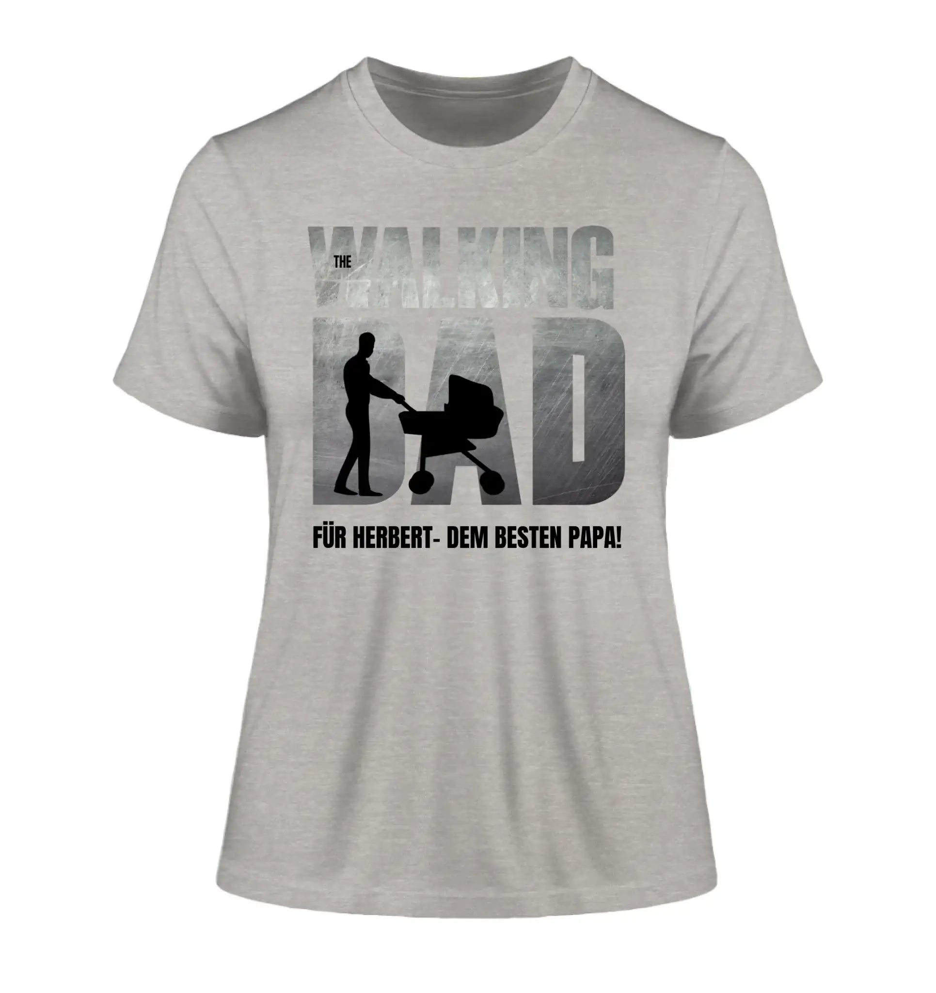 The Walking Dad mit Wunschtext • 2 Motive verfügbar (personalisierbare Motive) - Damen T-Shirt (Fitted) • Bio / Heather