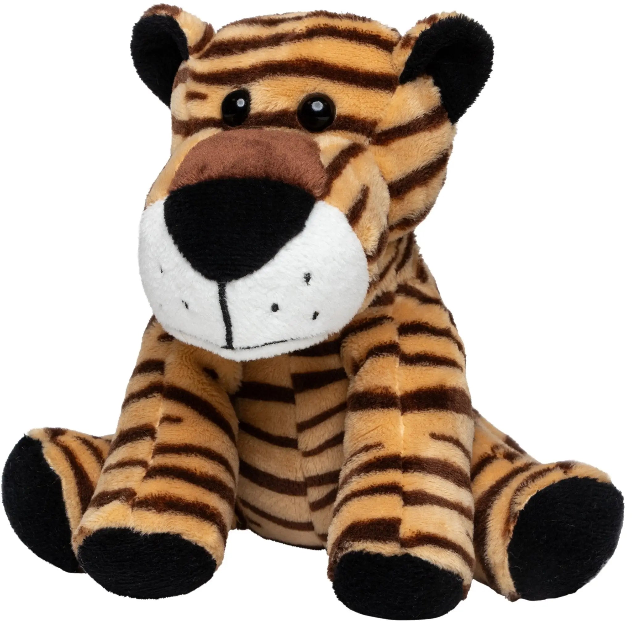 plüschtier tiger david mit weichem fell orange schwarz gestreift und weißer schnauze aus stoff