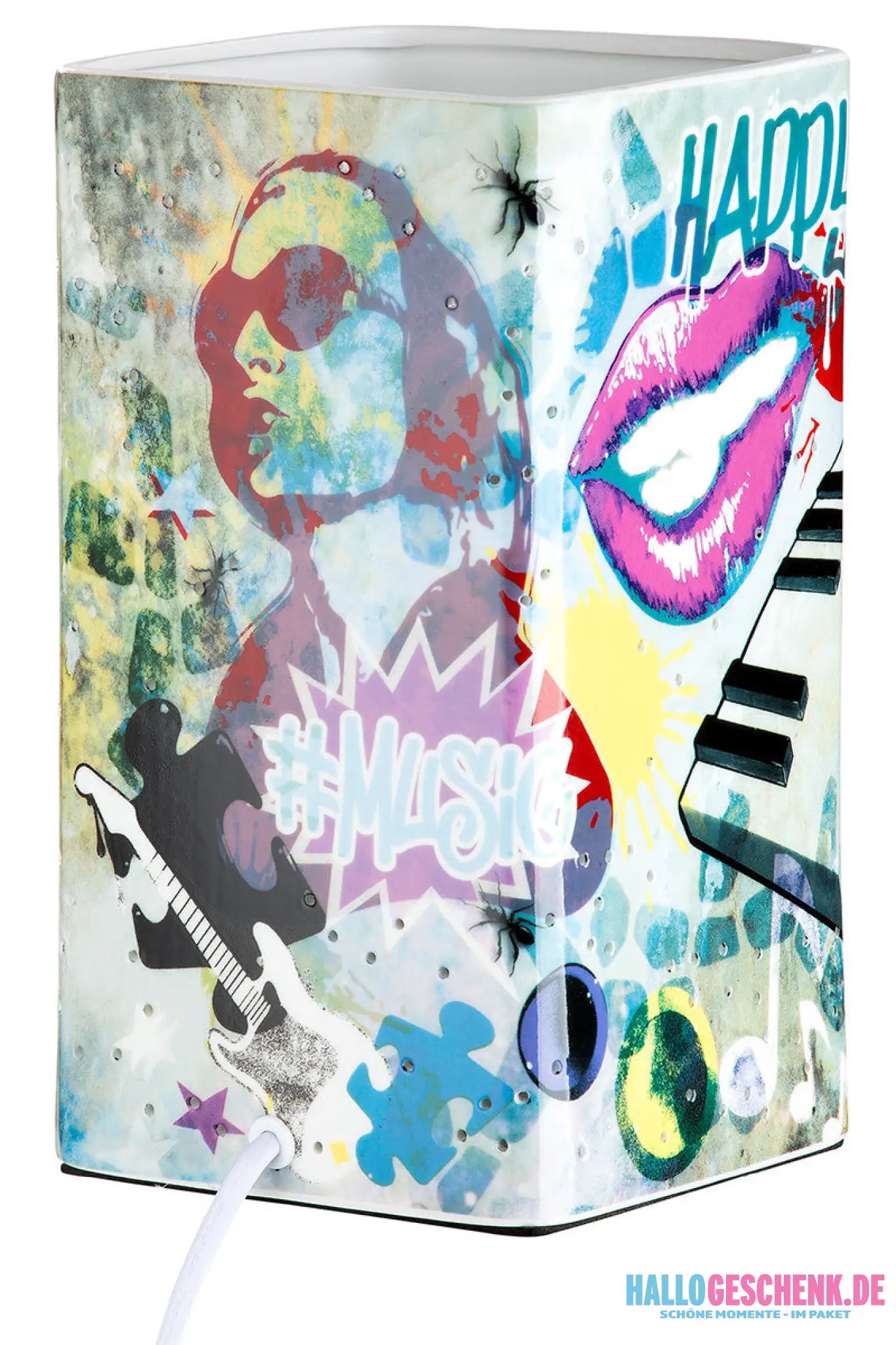 Tischleuchte „Street Art 1“ • Porzellan • mehrfarbig • 22x12,5x12,5 cm • Gilde - Licht
