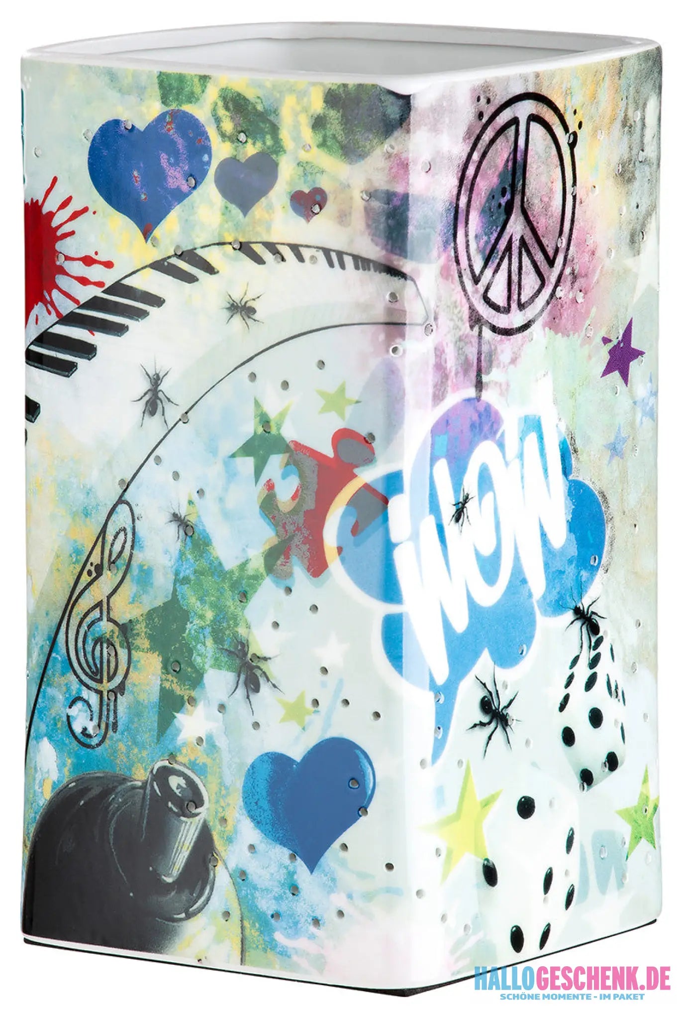 Tischleuchte „Street Art 1“ • Porzellan • mehrfarbig • 22x12,5x12,5 cm • Gilde - Licht