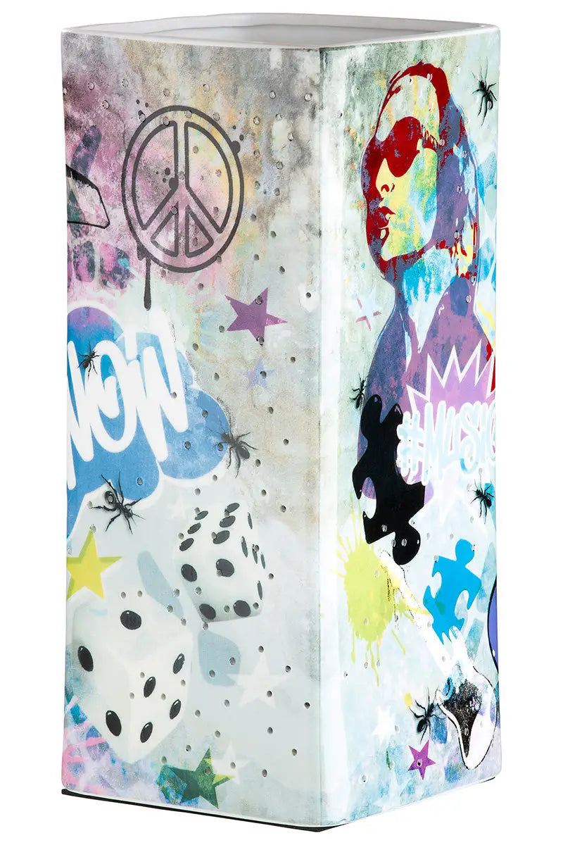 Tischleuchte „Street Art 2“ • Porzellan • mehrfarbig • 28x12,5x12,5 cm • Gilde - Licht