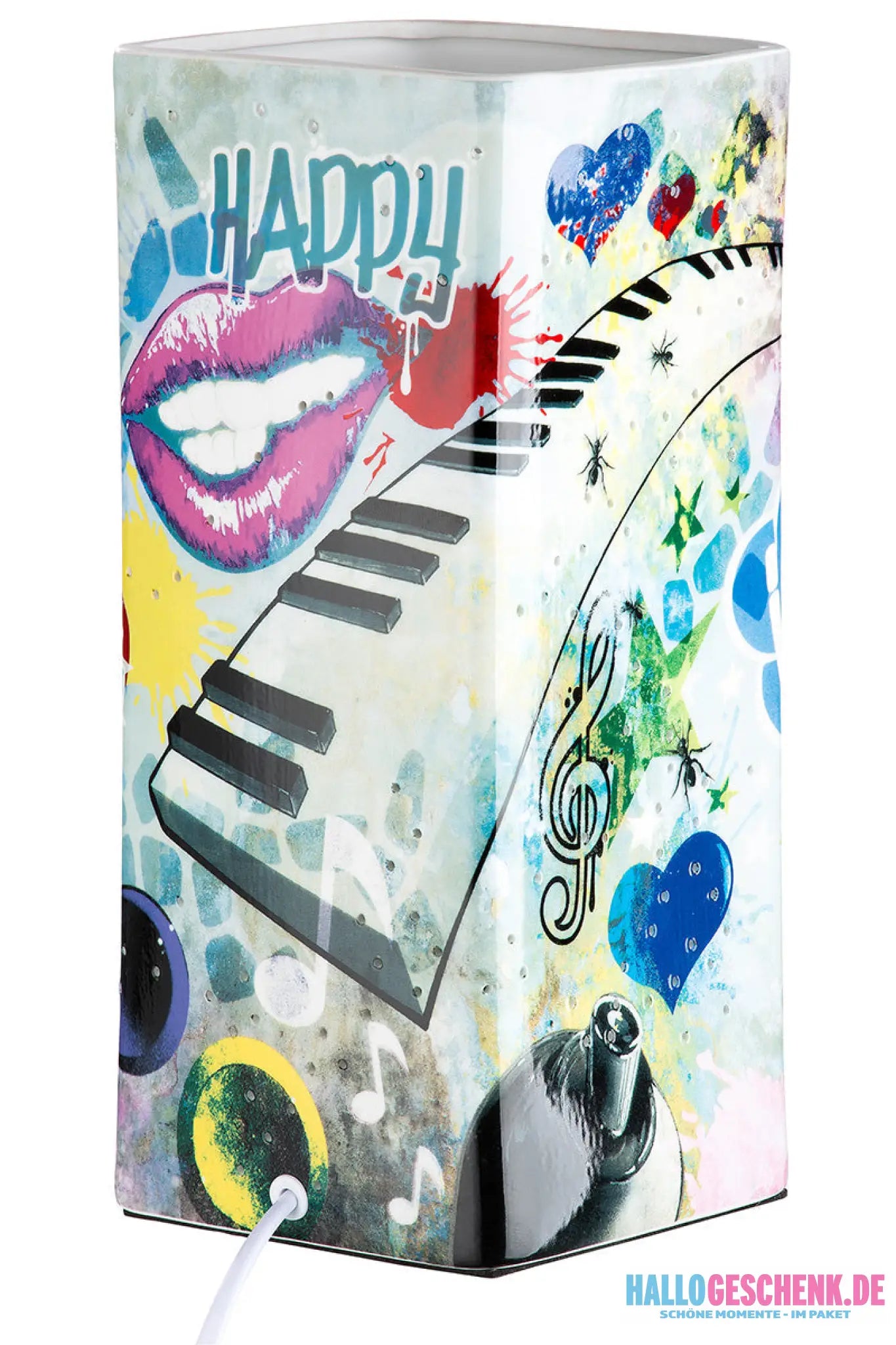 Tischleuchte „Street Art 2“ • Porzellan • mehrfarbig • 28x12,5x12,5 cm • Gilde - Licht