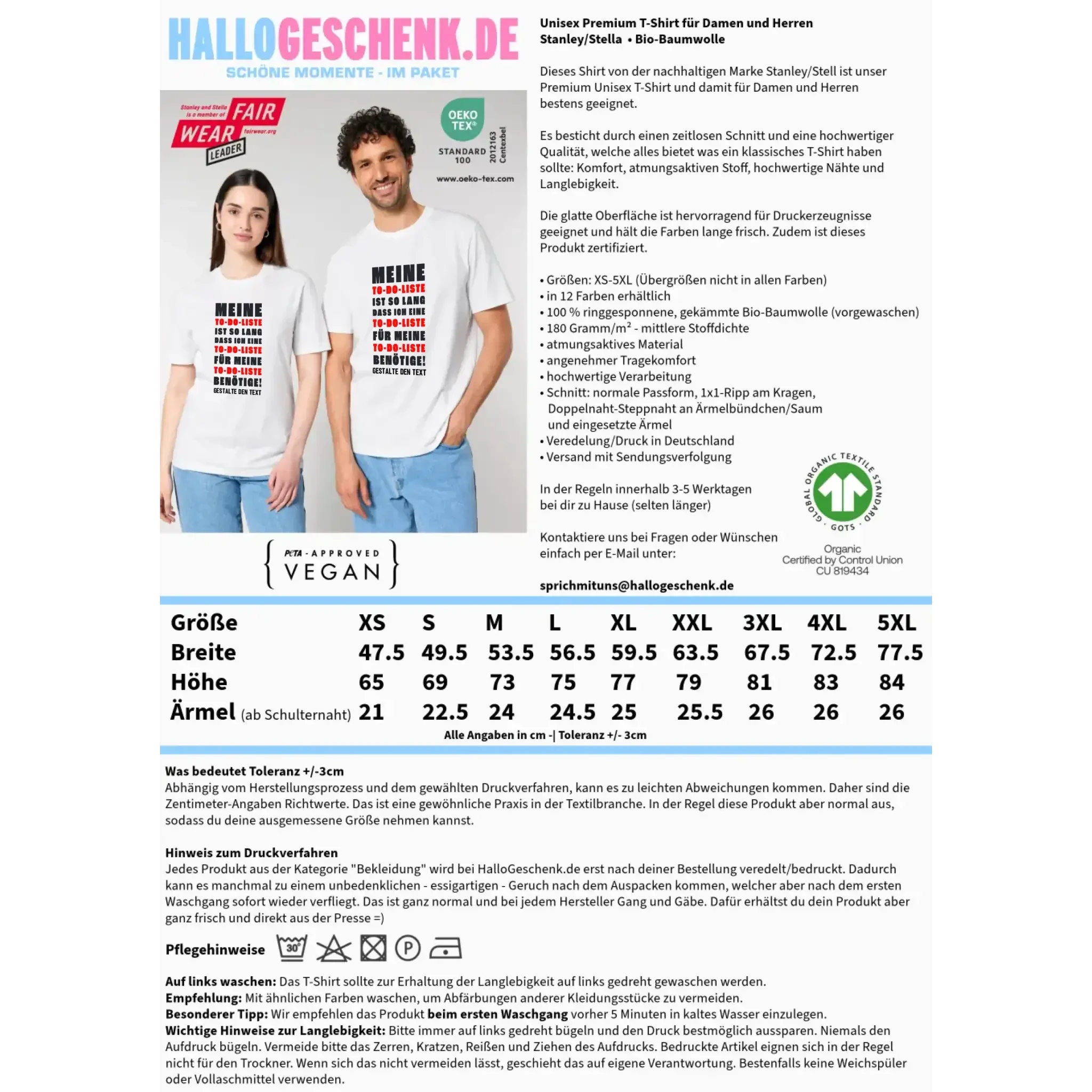 TO DO LISTE • Unisex Premium T-Shirt XS-5XL aus Bio-Baumwolle für Damen & Herren • Exklusivdesign • personalisiert