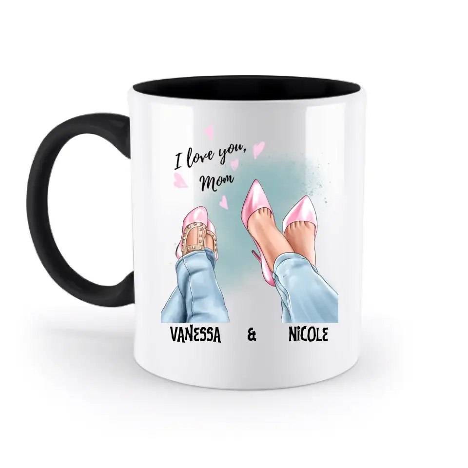 Tochter & Mutter • Schuhe • Beste Mama • zweifarbige Tasse • Exklusivdesign • personalisiert - zweifarbige Tasse